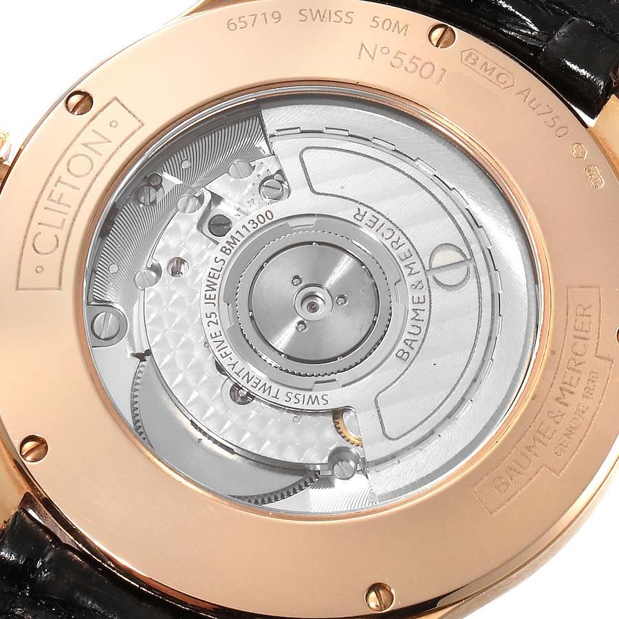 Baume Mercier Montre pour homme Clifton en or rose 18 carats avec cadran gris 10059 Pour hommes en vente