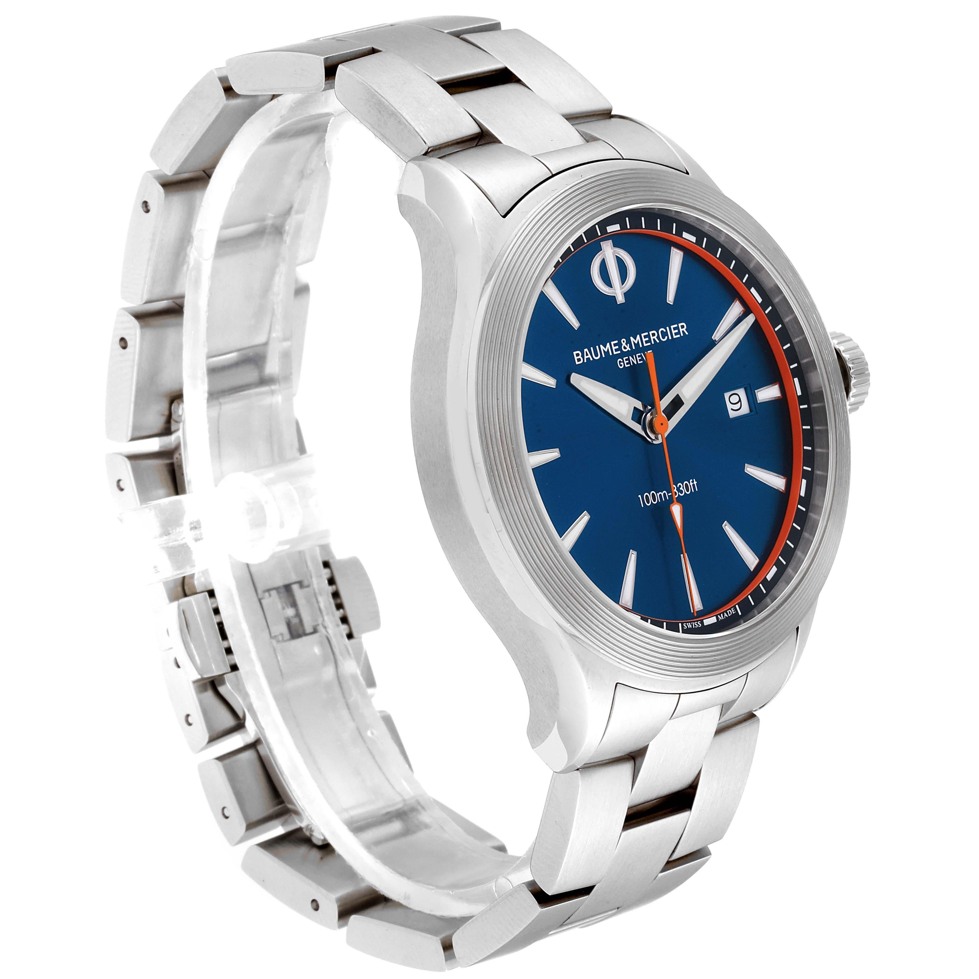 baume & mercier clifton blue dial watch - 10413