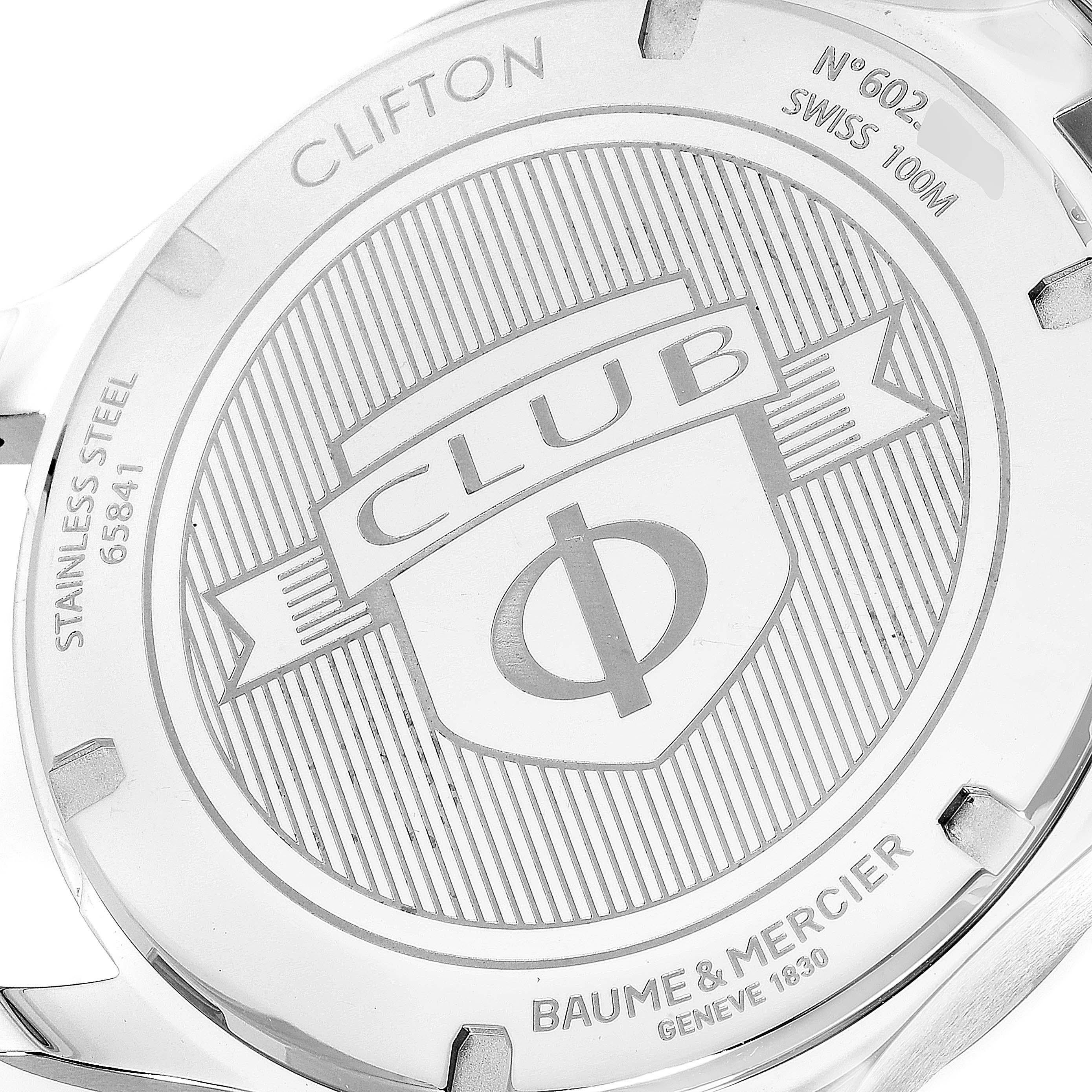 Baume Mercier Clifton Blue Dial Steel Men's Watch M0A10413 Box Card In Excellent Condition In Atlanta, GA