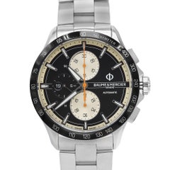 Baume & Mercier Clifton Chronograph Stahl Schwarzes Zifferblatt Automatik-Herrenuhr 10435
