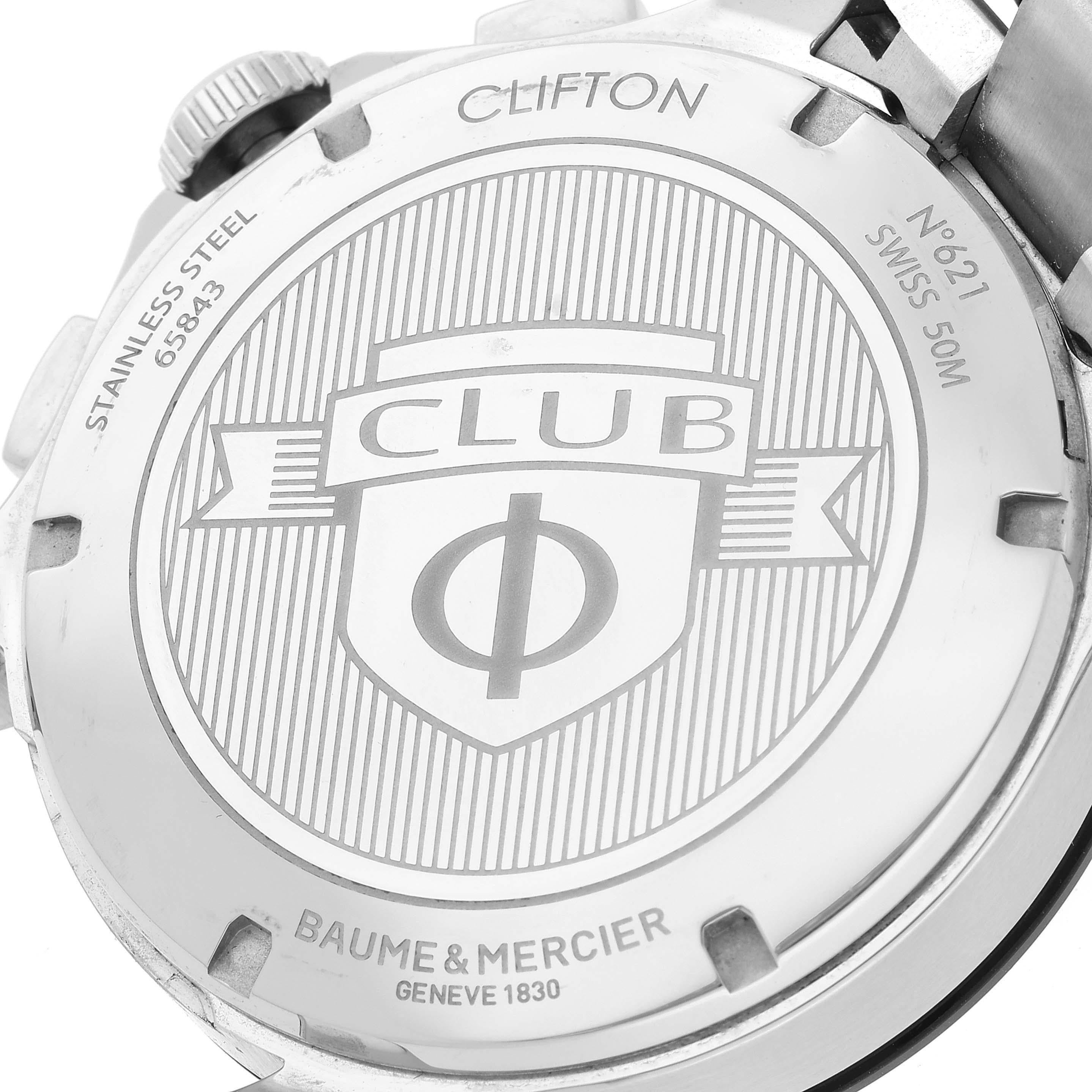 Baume Mercier Clifton Club Black Dial Chronograph Steel Mens Watch 65843 2