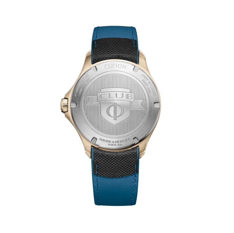 The Clifton Club 10500 is a stylish automatic watch for men. Swiss-made and designed for today’s visionary, it features a black dial contrasted by a satin-finished bronze case and an ‘All Road’ black calfskin strap with blue edging.
Automatic,