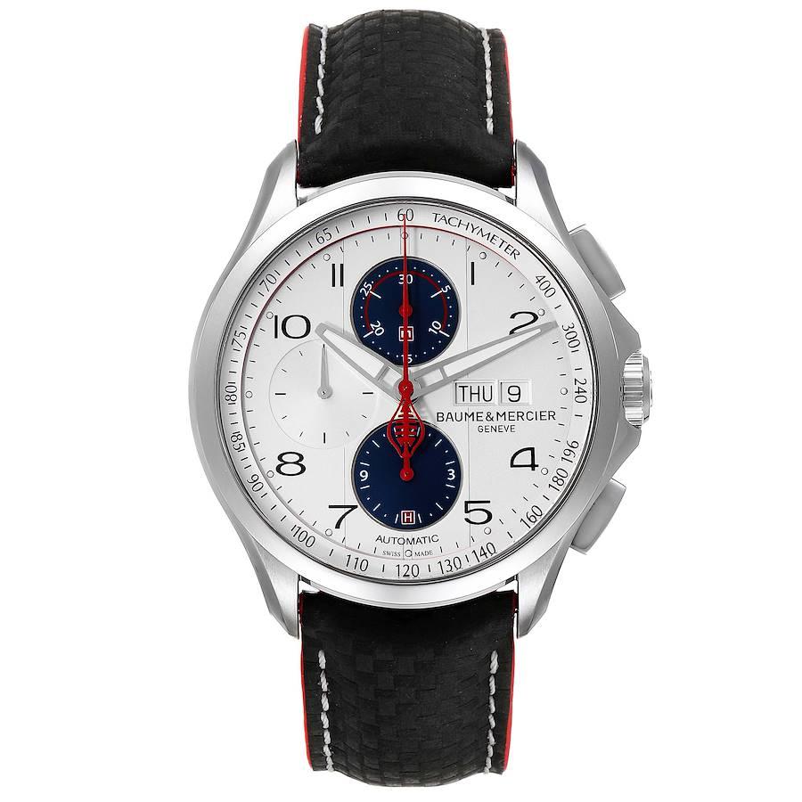 Baume Mercier Clifton Club Shelby Cobra 1964 Limited Mens Watch 10342. Automatic self-winding chronograph movement. Daytona Wheel-style automatic rotor. Stainless steel case 44.0 mm in diameter. Exhibition sapphire crystal case back. Chronograph