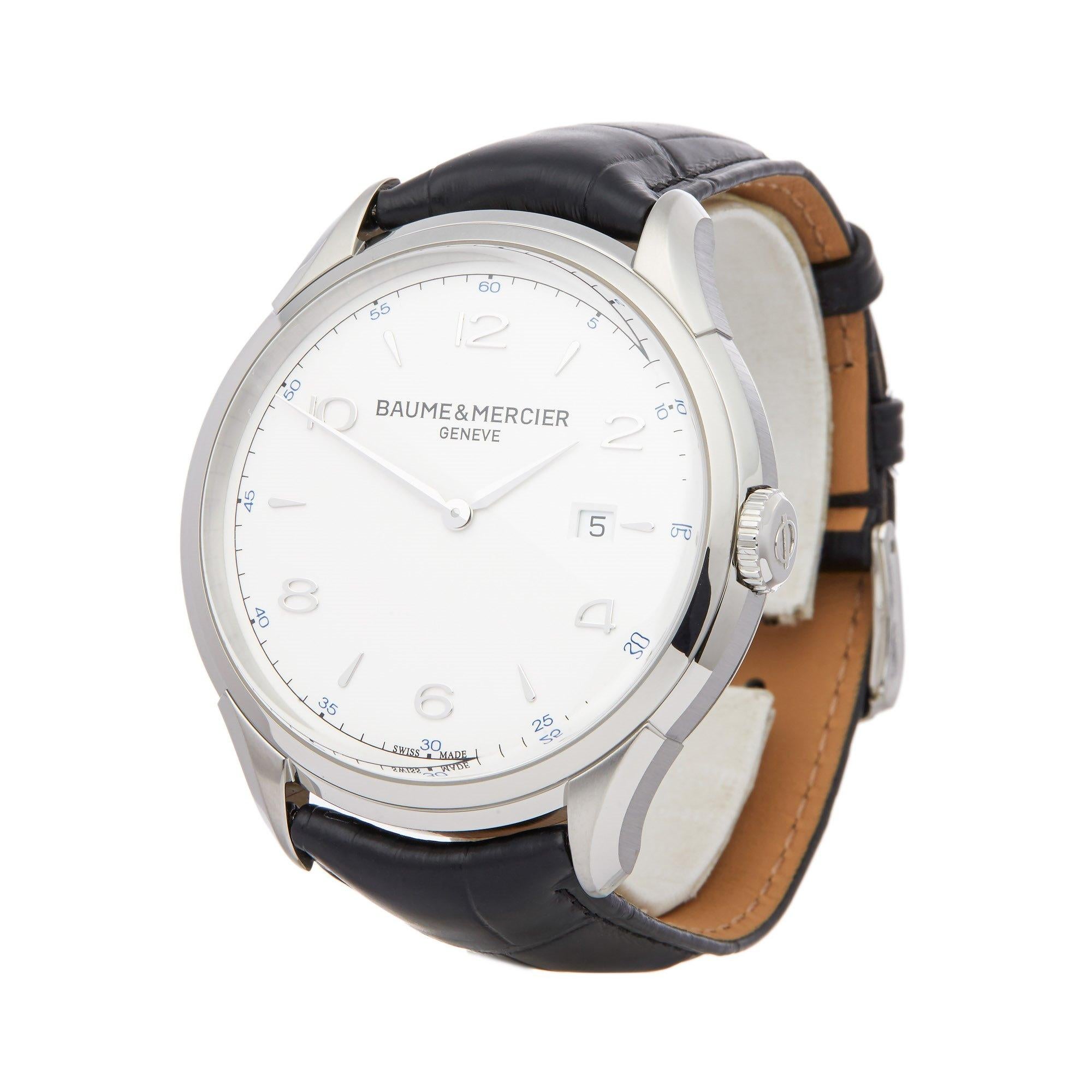 Xupes Reference: COM002511
Manufacturer: Baume & Mercier
Model: Clifton
Model Number: M0A10419
Age: 2020
Gender: Men
Complete With: Baume & Mercier Box, Manuals & Open Guarantee
Dial: White Baton
Glass: Sapphire Crystal
Case Material: Stainless