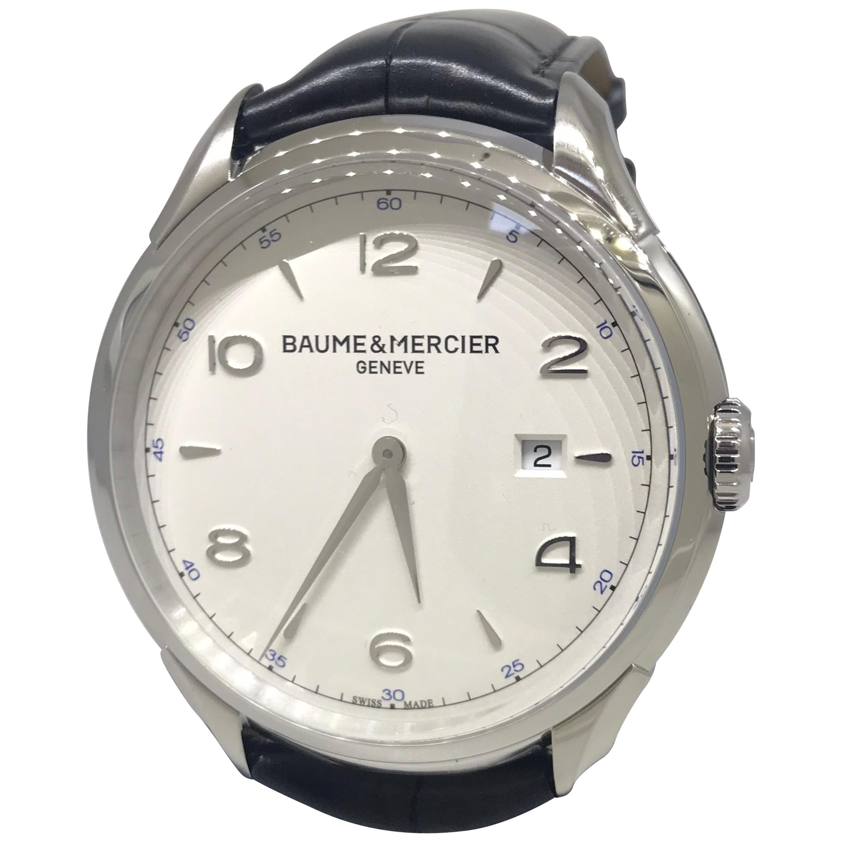 Baume & Mercier Clifton Stainless Steel Leather Band Men's Watch M0A10419 For Sale