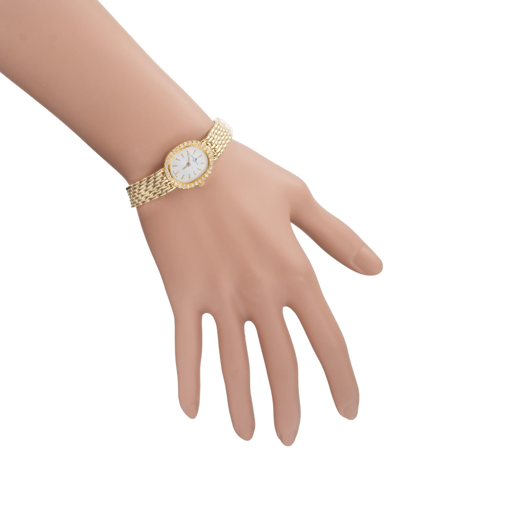 Baume & Mercier Diamond Bezel Yellow Gold Ladies Wristwatch en venta 2