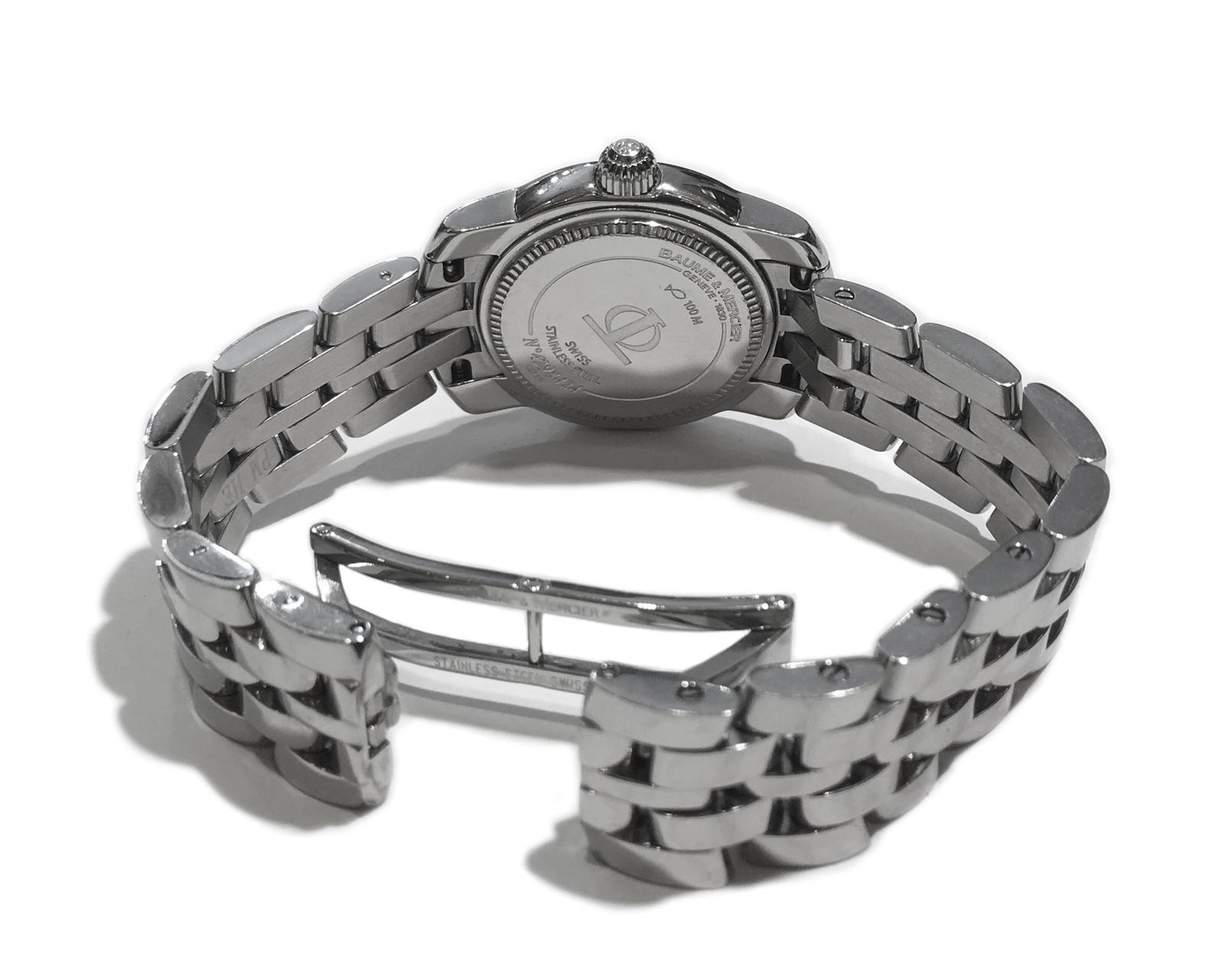 Round Cut Baume & Mercier Diamond Black Dial Watch 85383