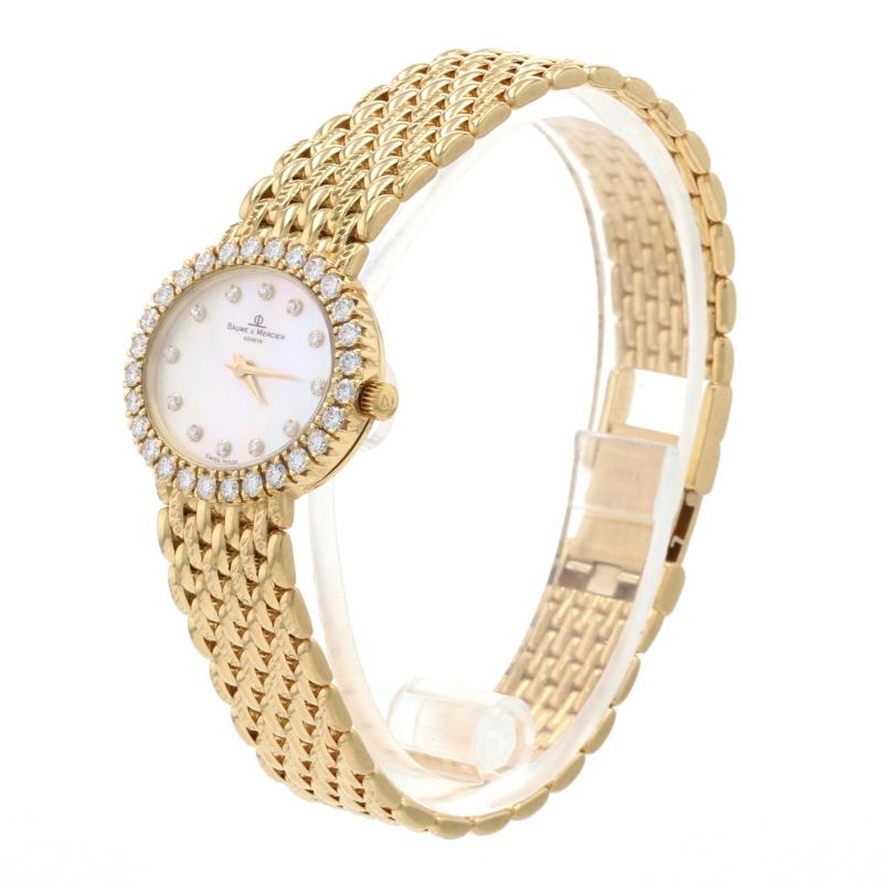 Round Cut Baume & Mercier Diamond Ladies Wristwatch 18310 9 18k Yellow Gold Quartz 1YrWnty