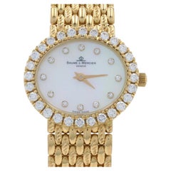Baume & Mercier Diamond Ladies Wristwatch 18310 9 18k Yellow Gold Quartz 1YrWnty