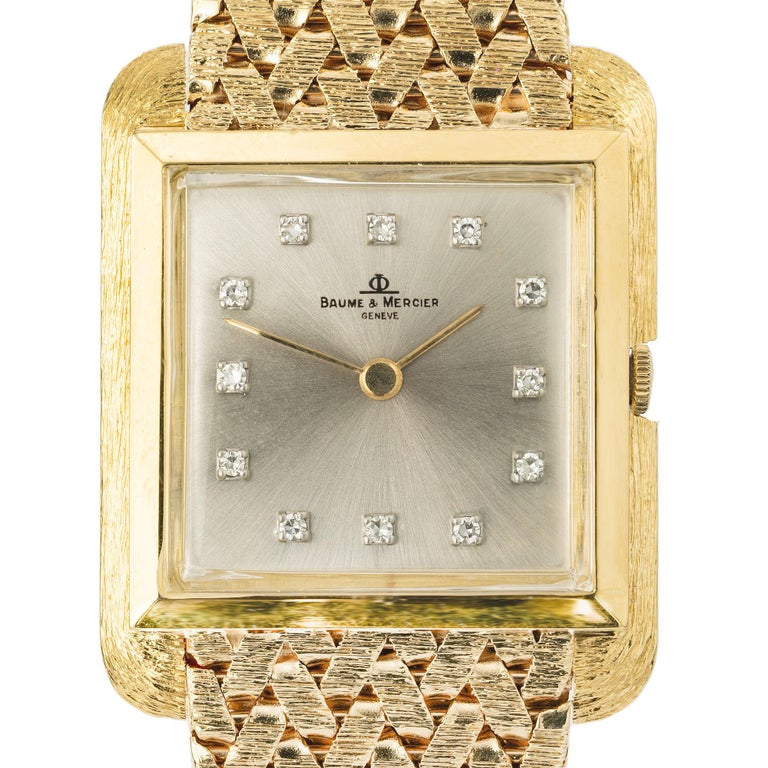 Baume and Mercier Diamond Square Textured Yellow Gold 