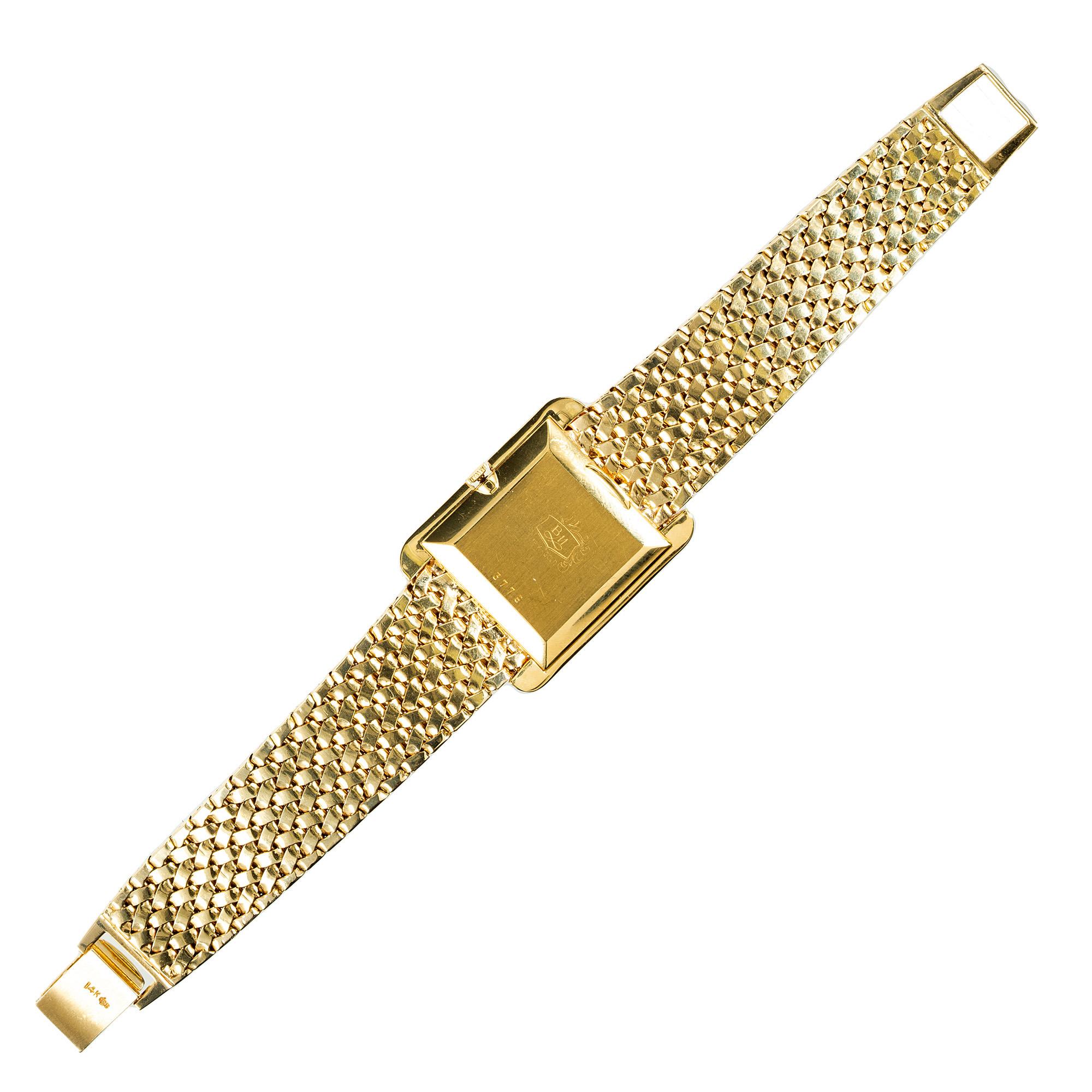 Reloj de pulsera Baume & Mercier Cuadrado Diamante Oro Amarillo Texturado en Bueno estado para la venta en Stamford, CT