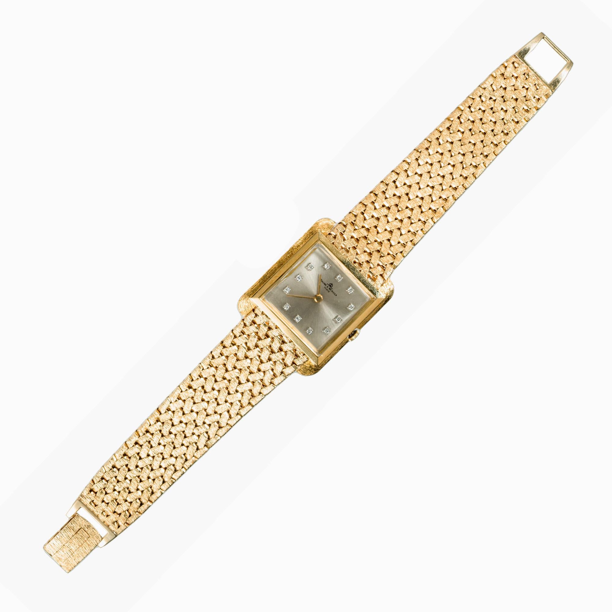 De las mujeres Reloj de pulsera Baume & Mercier Cuadrado Diamante Oro Amarillo Texturado en venta