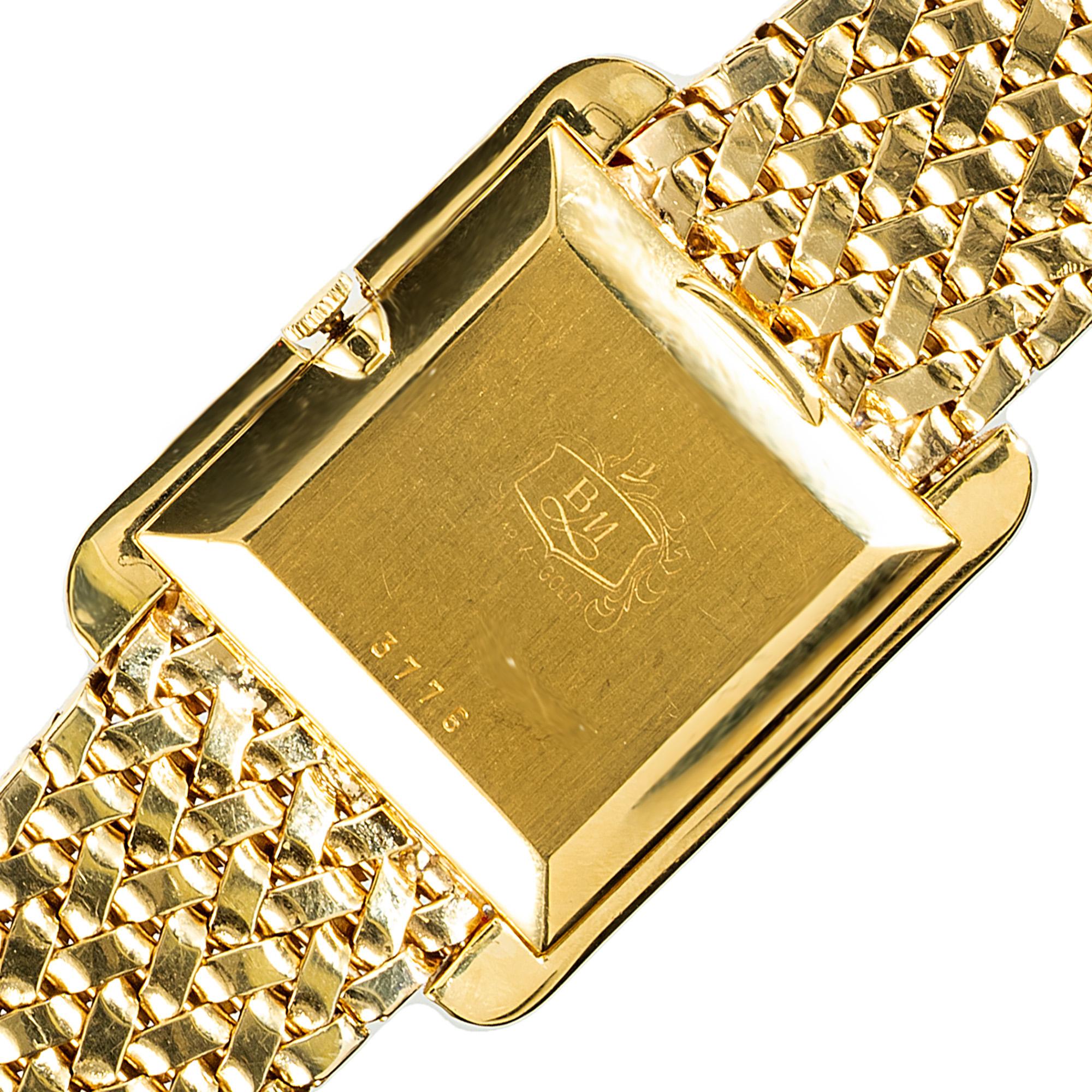 Reloj de pulsera Baume & Mercier Cuadrado Diamante Oro Amarillo Texturado en venta 1