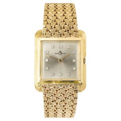 Baume & Mercier, montre-bracelet carrée en or jaune texturé et diamants