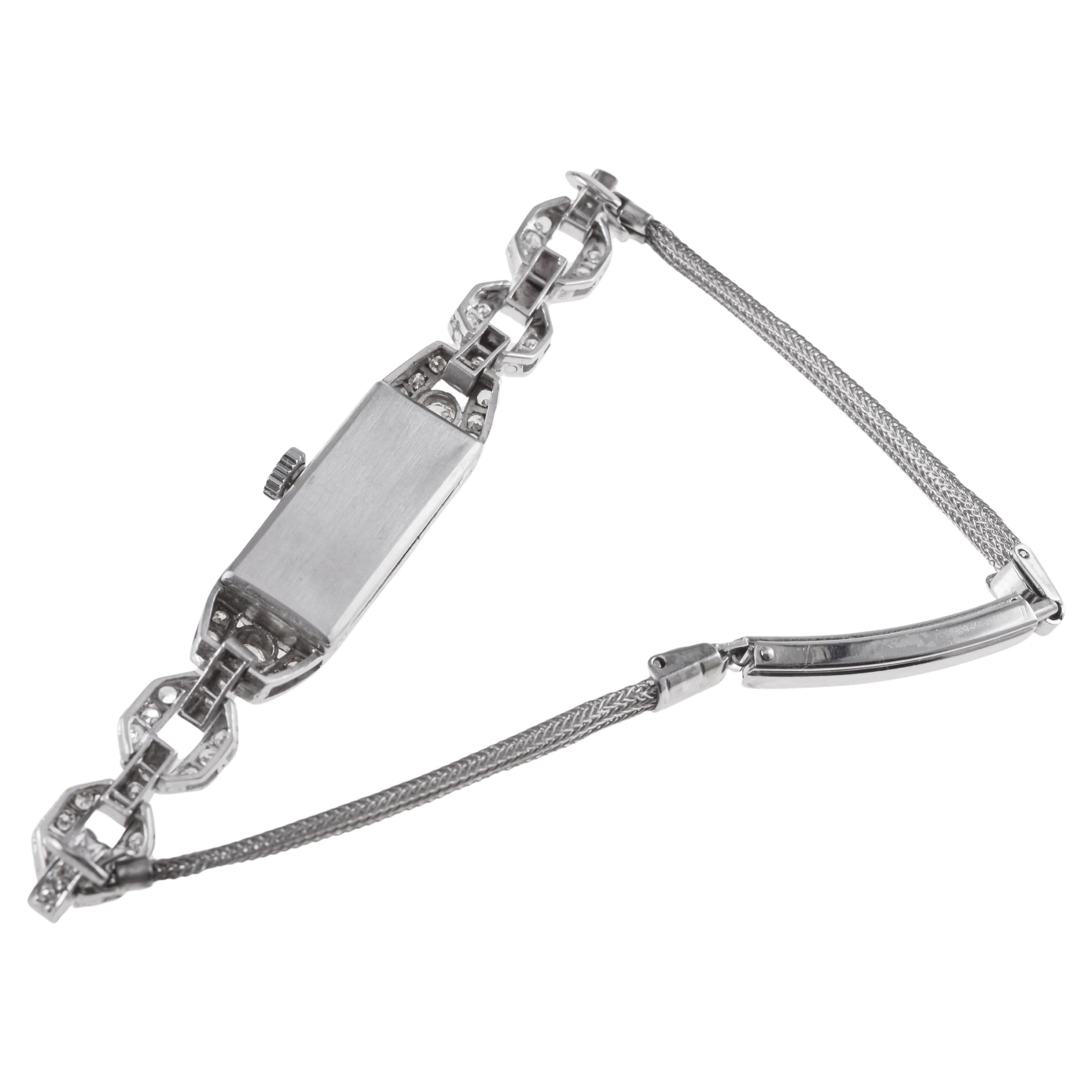 Baume Mercier pour Montre Art déco pour dames Peacock Platinum & Diamonds 1940's en vente 1