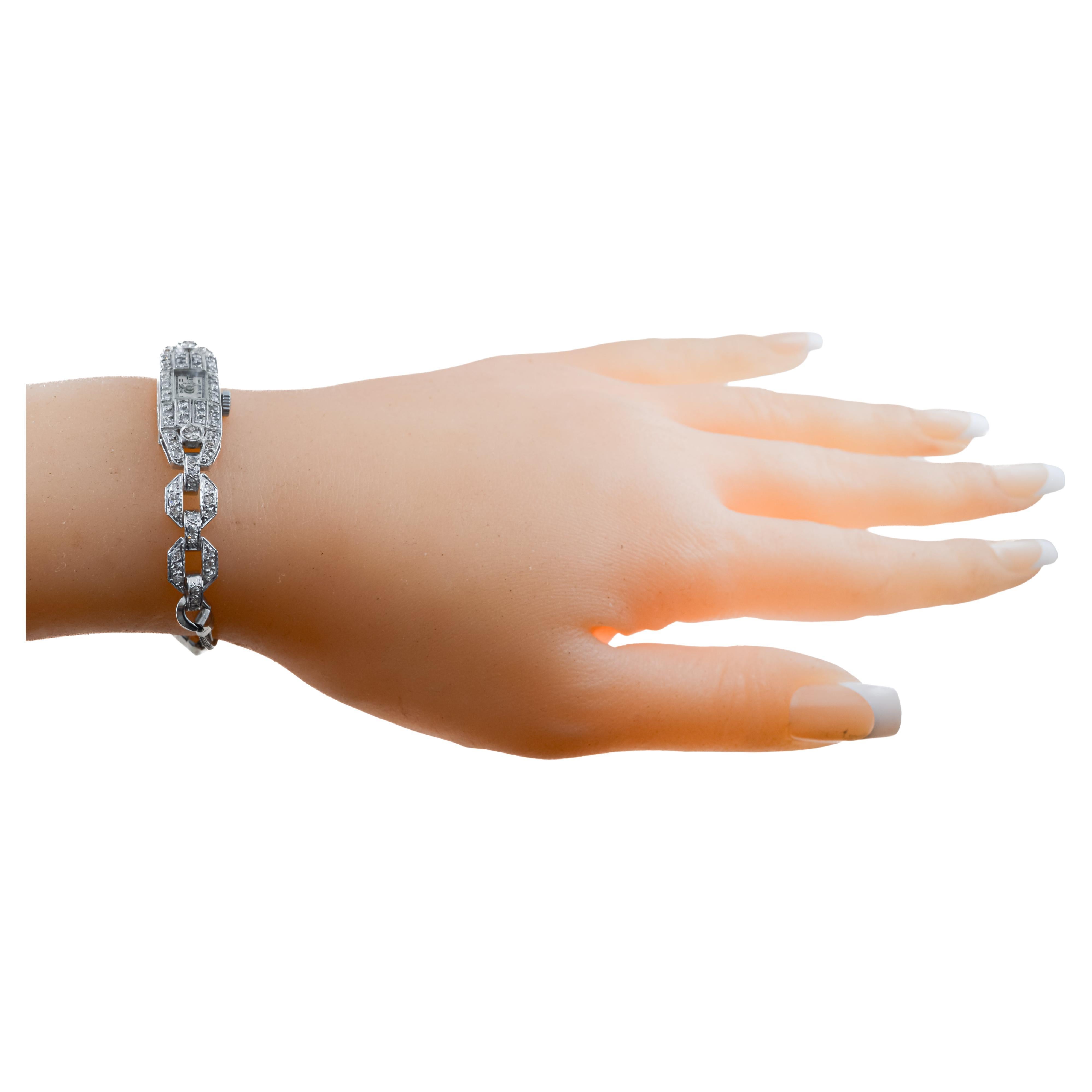 Baume Mercier pour Montre Art déco pour dames Peacock Platinum & Diamonds 1940's en vente 4