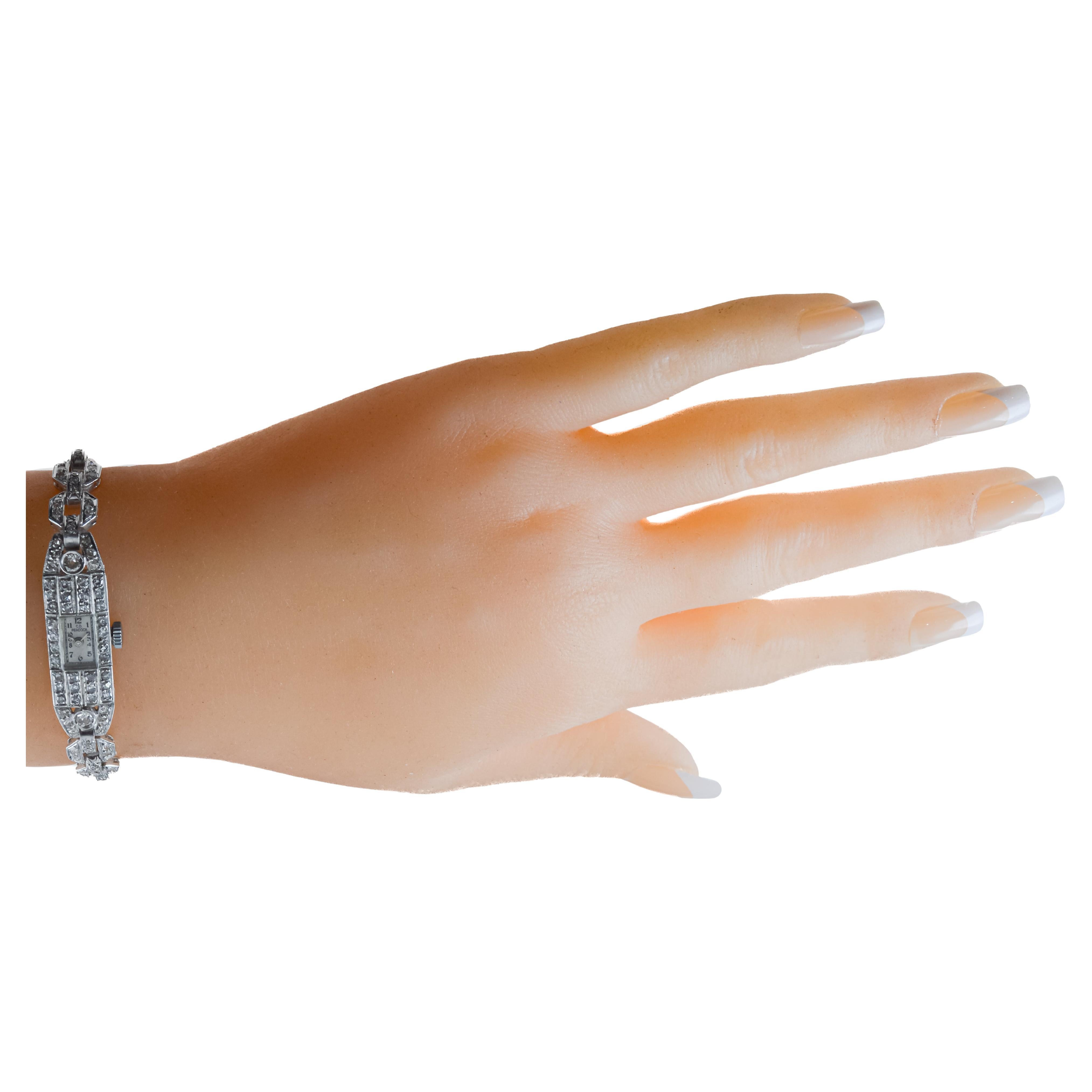 Baume Mercier pour Montre Art déco pour dames Peacock Platinum & Diamonds 1940's en vente 5