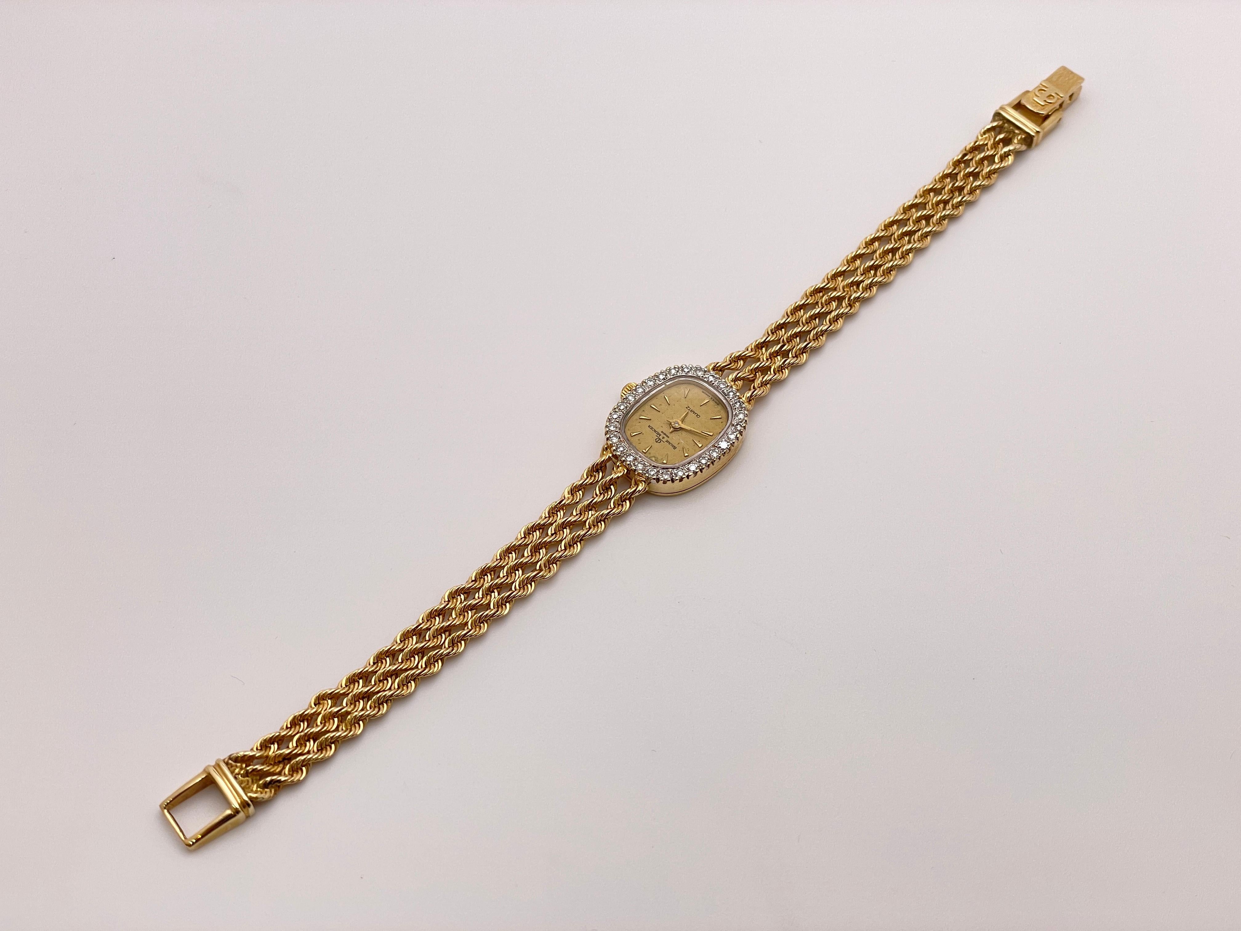Baume & Mercier Geneve 14K Yellow Gold Diamond Vintage Ladies Watch In Fair Condition For Sale In Westport, CT