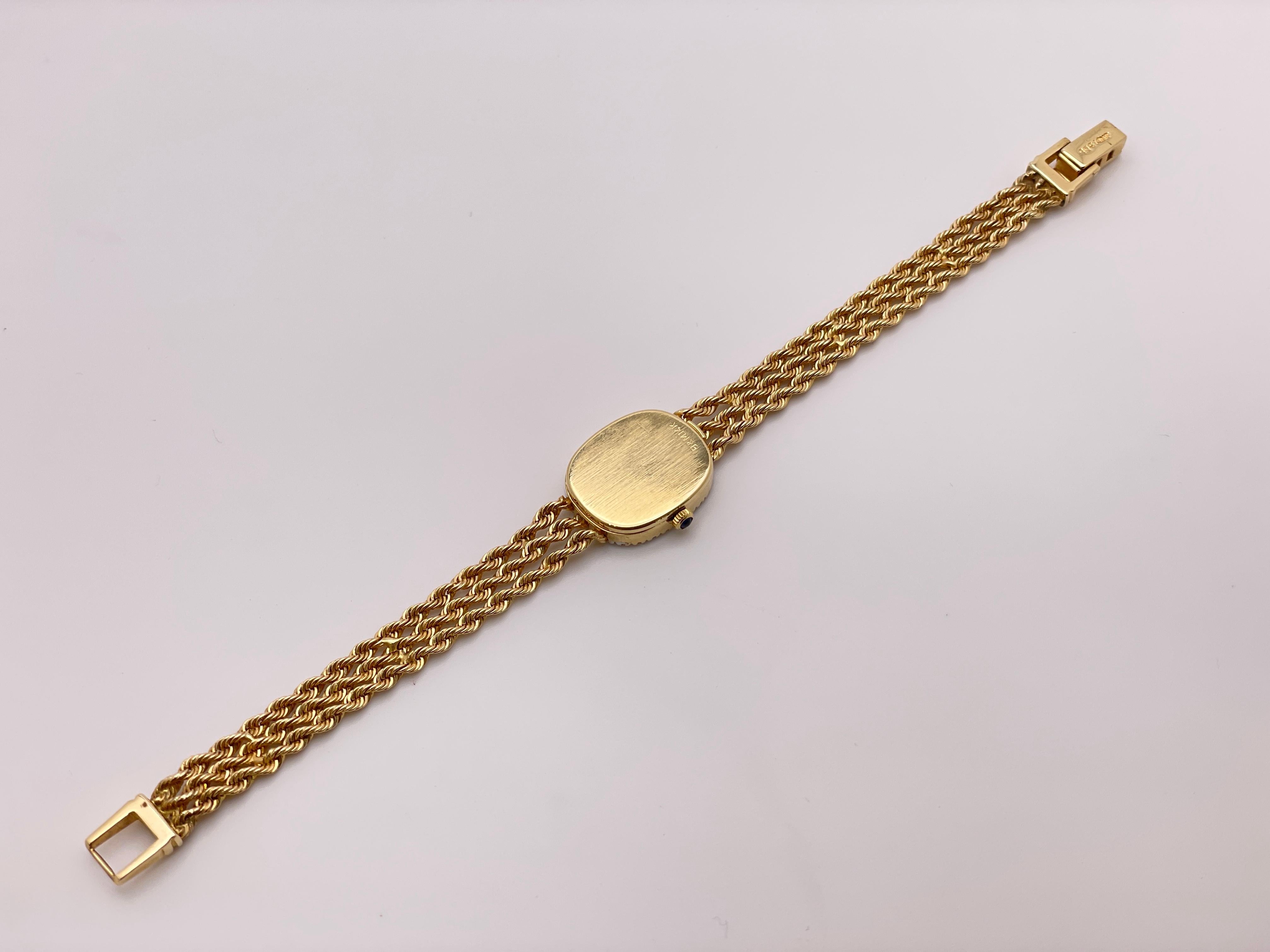 Women's or Men's Baume & Mercier Geneve 14K Yellow Gold Diamond Vintage Ladies Watch For Sale