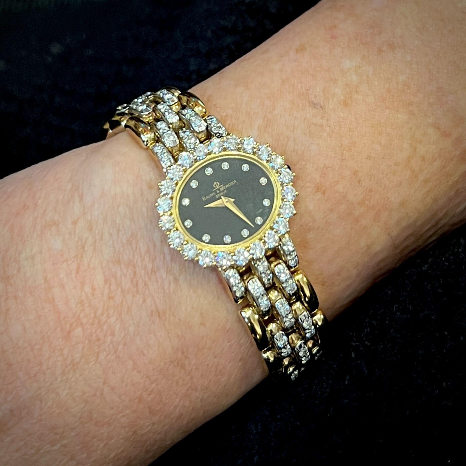 BAUME & MERCIER Uhr aus Gold, Emaille und Diamanten im Zustand „Hervorragend“ in New York, NY