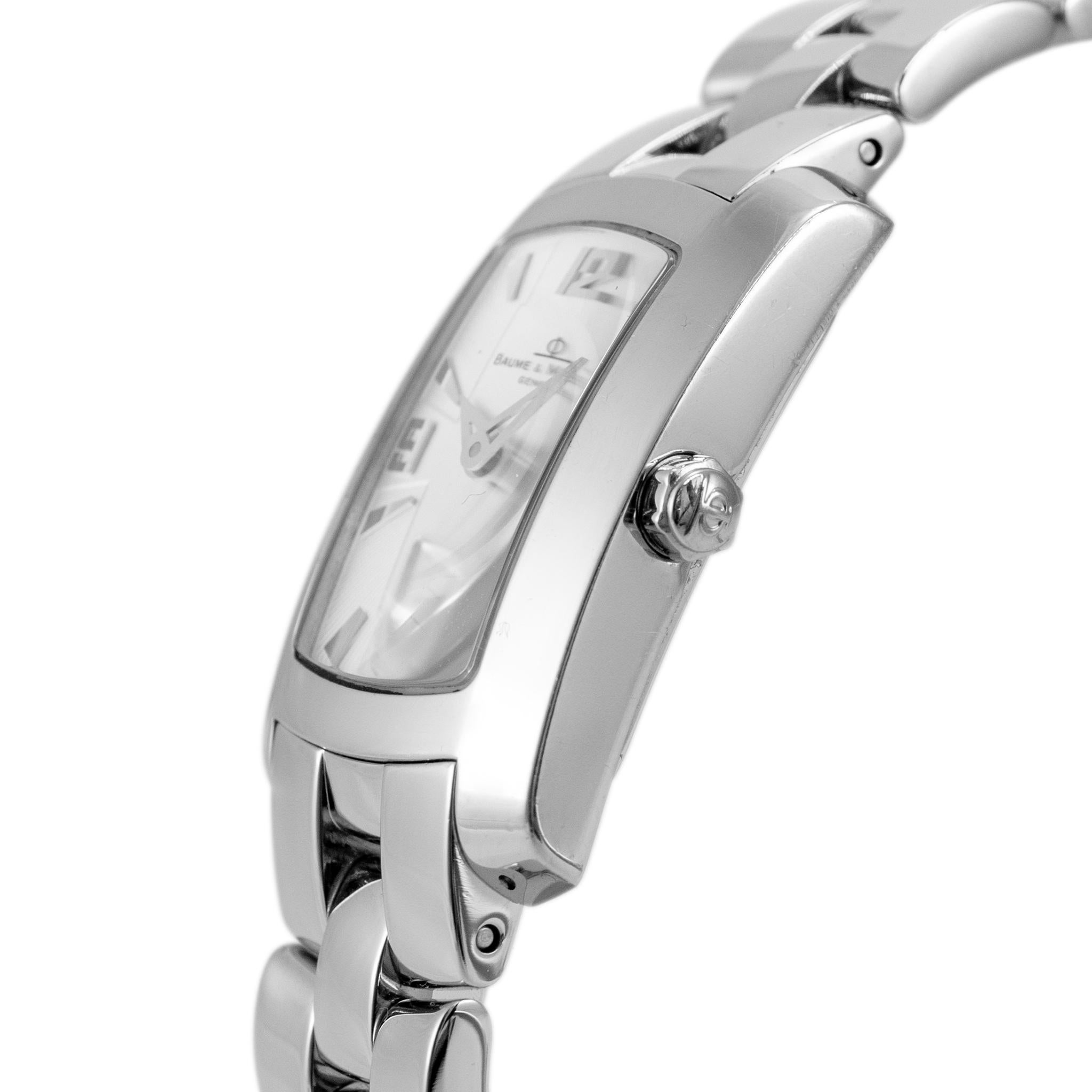 Baume & Mercier Hampton 22MM 65309 White Dial Stainless Steel Ladies Watch In Excellent Condition In Houston, TX