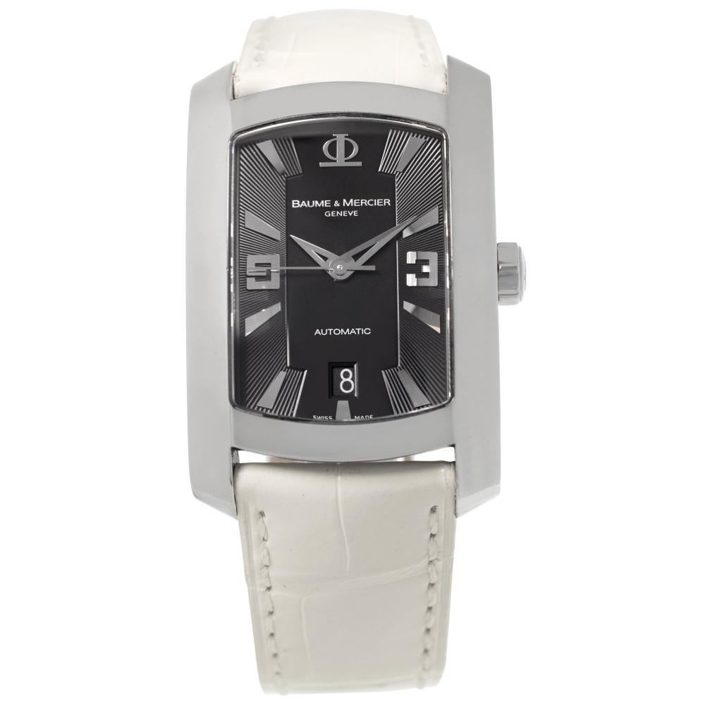 Baume & Mercier Hampton 65447 Edelstahl mit schwarzem Zifferblatt 30mm Automatikuhr, Edelstahl mit schwarzem Zifferblatt