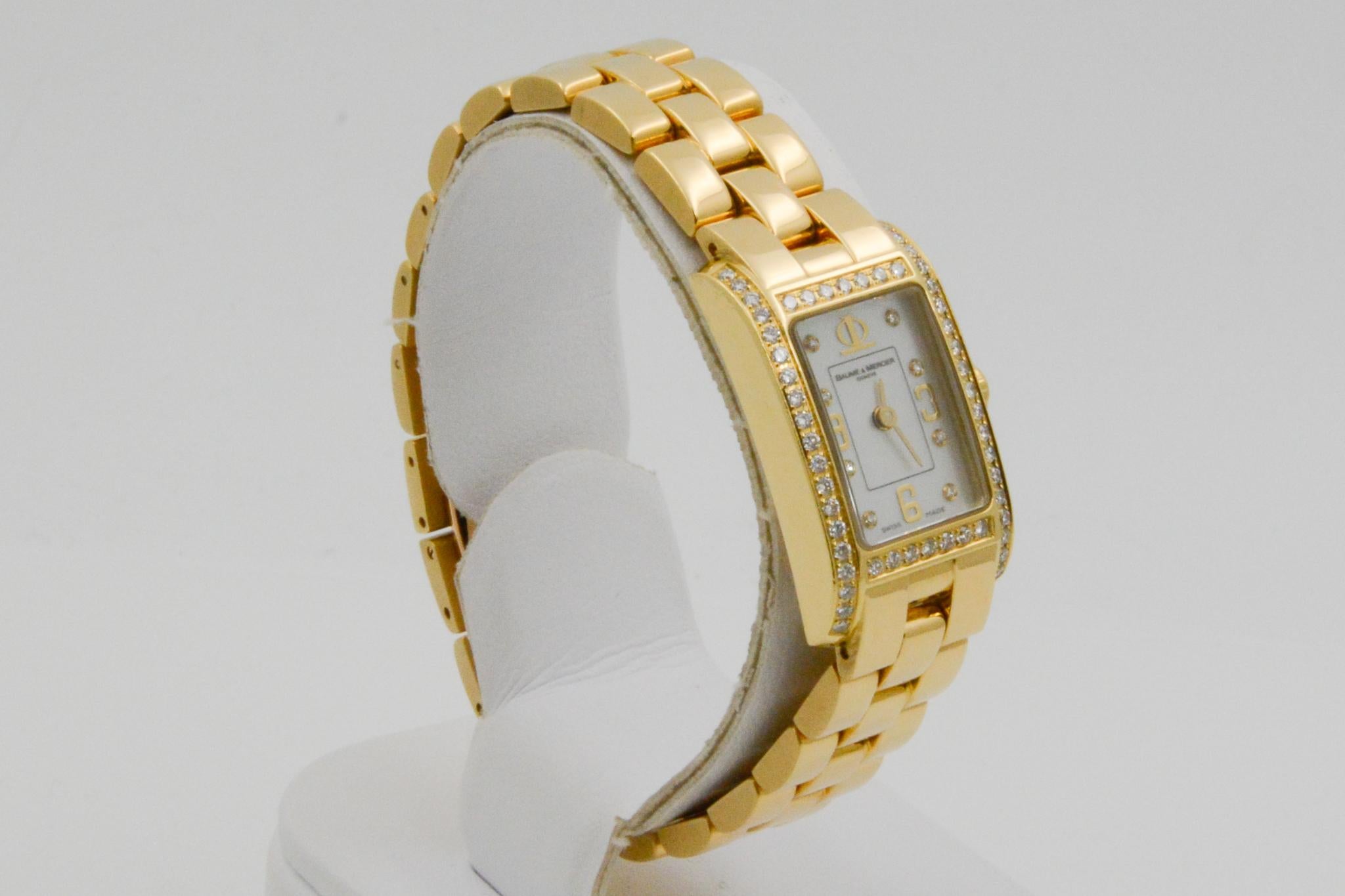 Baume and Mercier Hampton Milleis 18 Karat Gold Mother of Pearl and ...