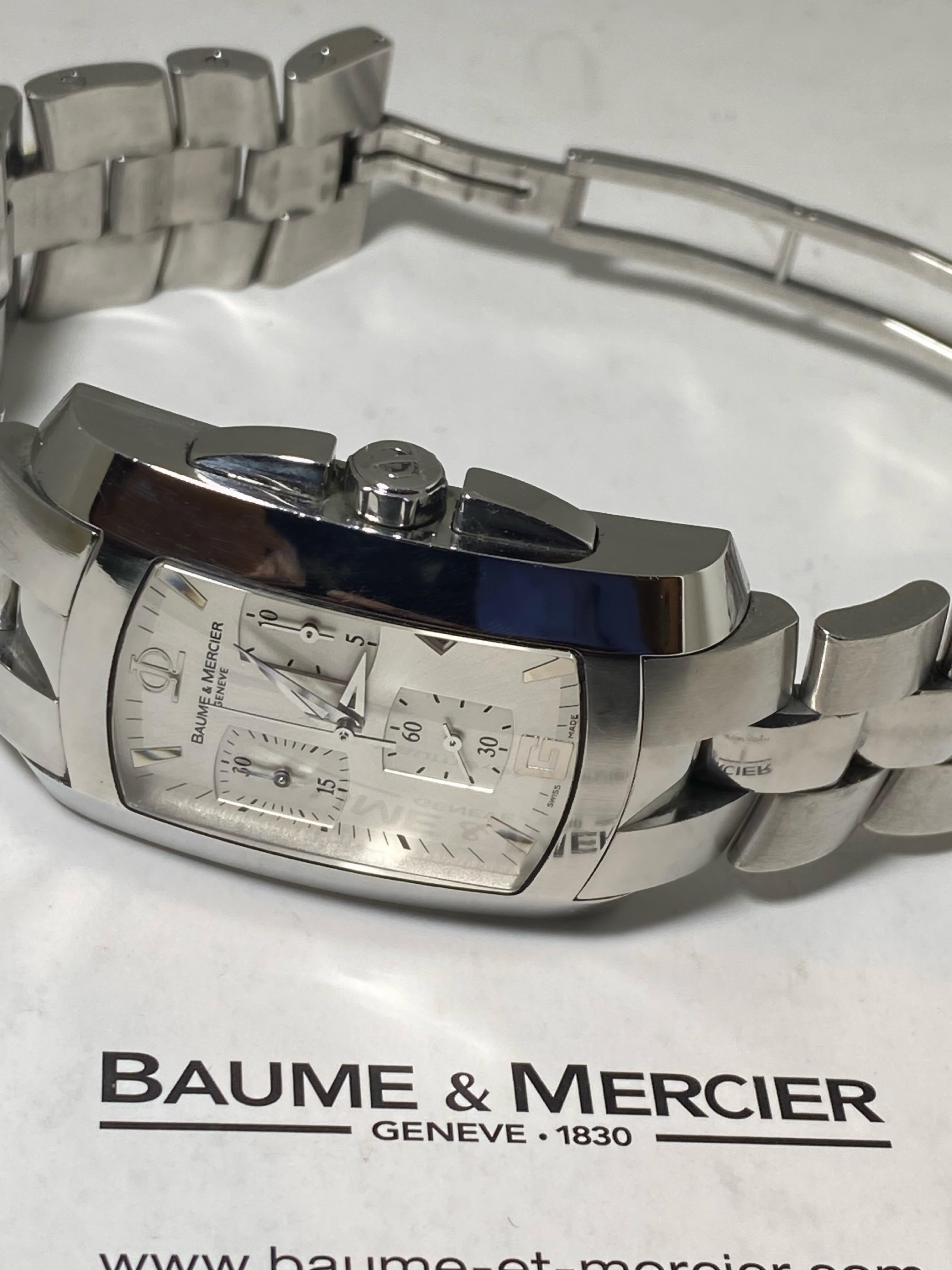 Baume & Mercier Hampton Montre chronographe rectangulaire à quartz pour hommes Milleis réf. 8444 en vente 2