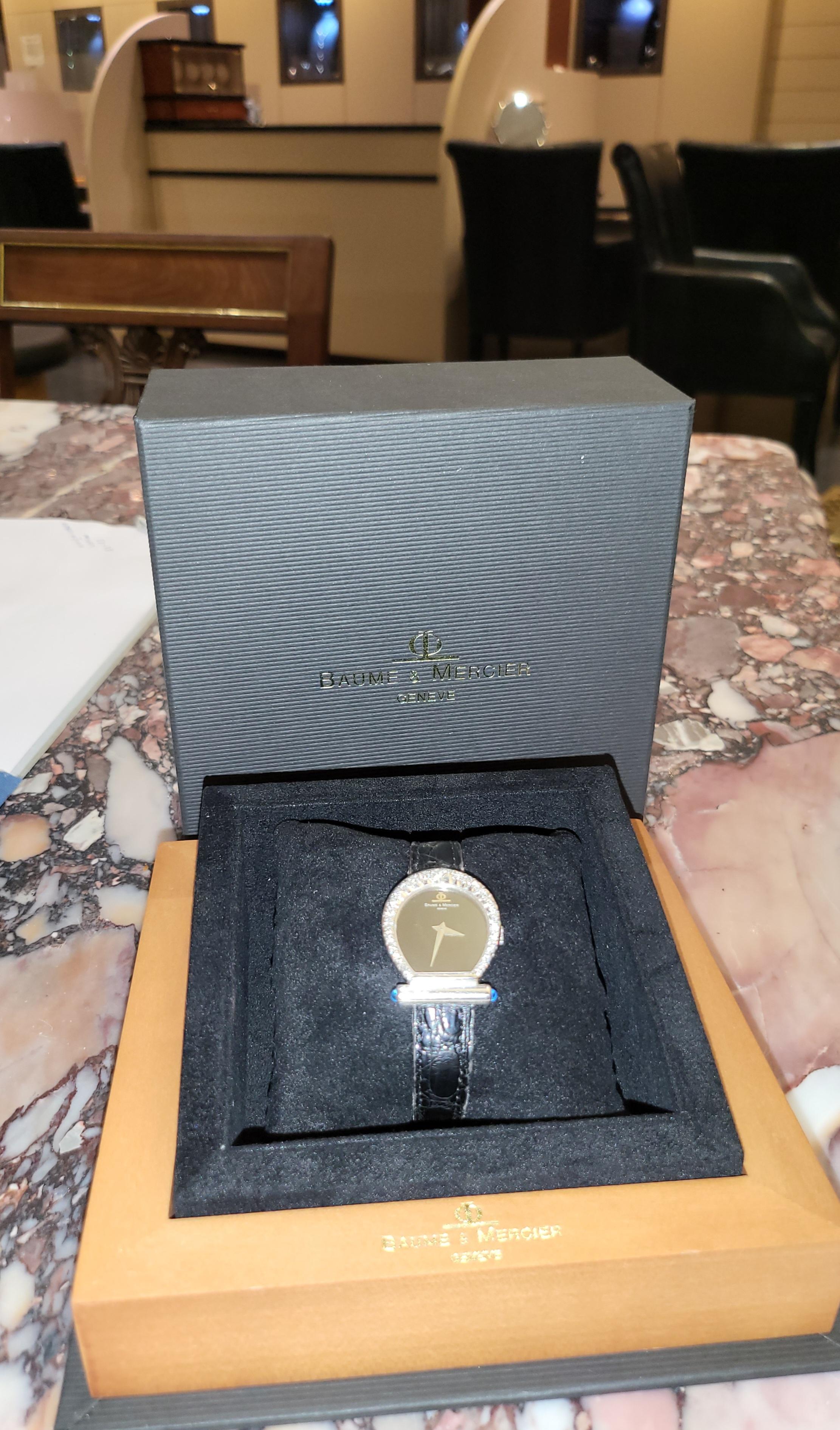 Baume & Mercier Horsebit Armbanduhr aus 18 Karat Weißgold mit Diamanten 5