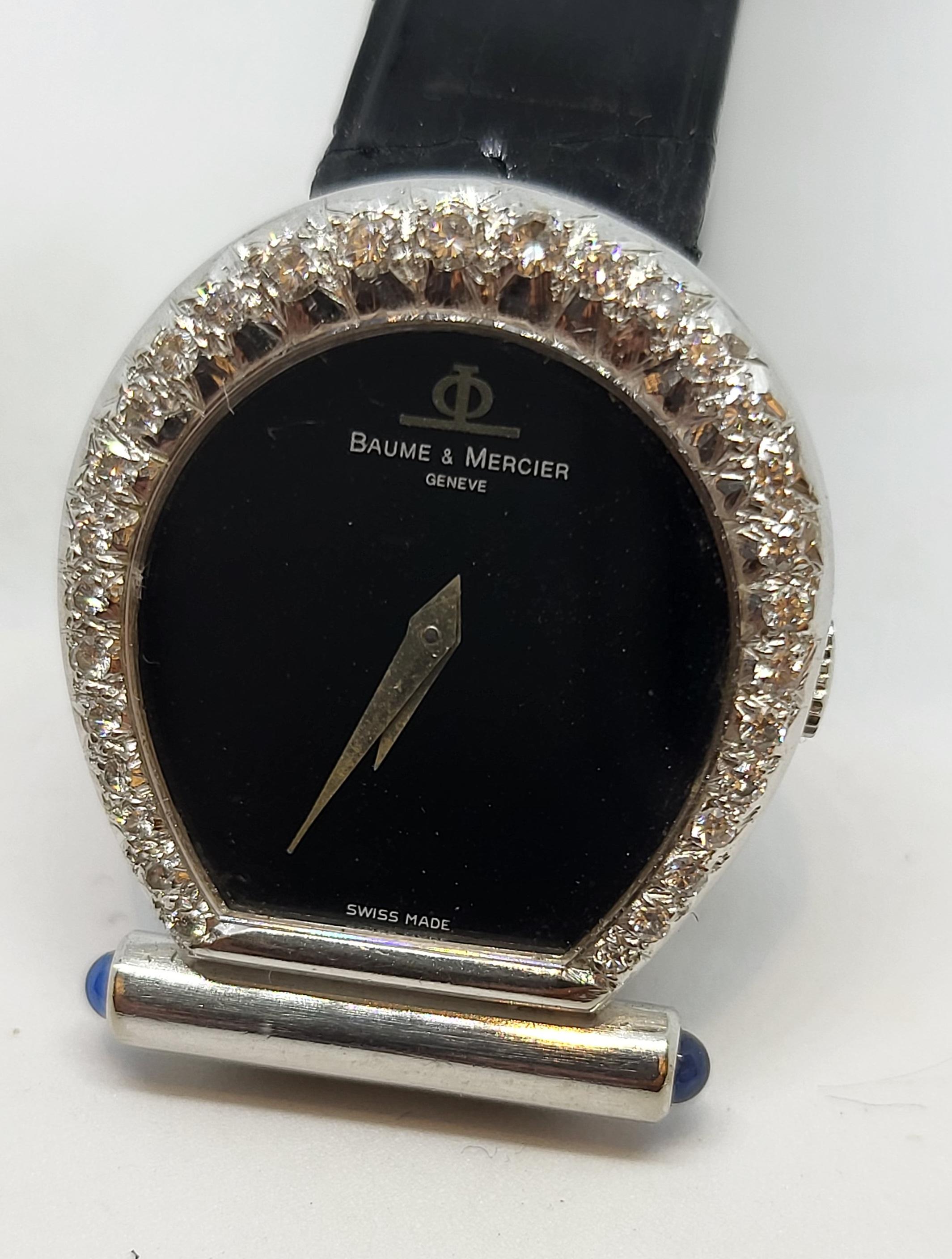 Baume & Mercier Horsebit Armbanduhr aus 18 Karat Weißgold mit Diamanten 10
