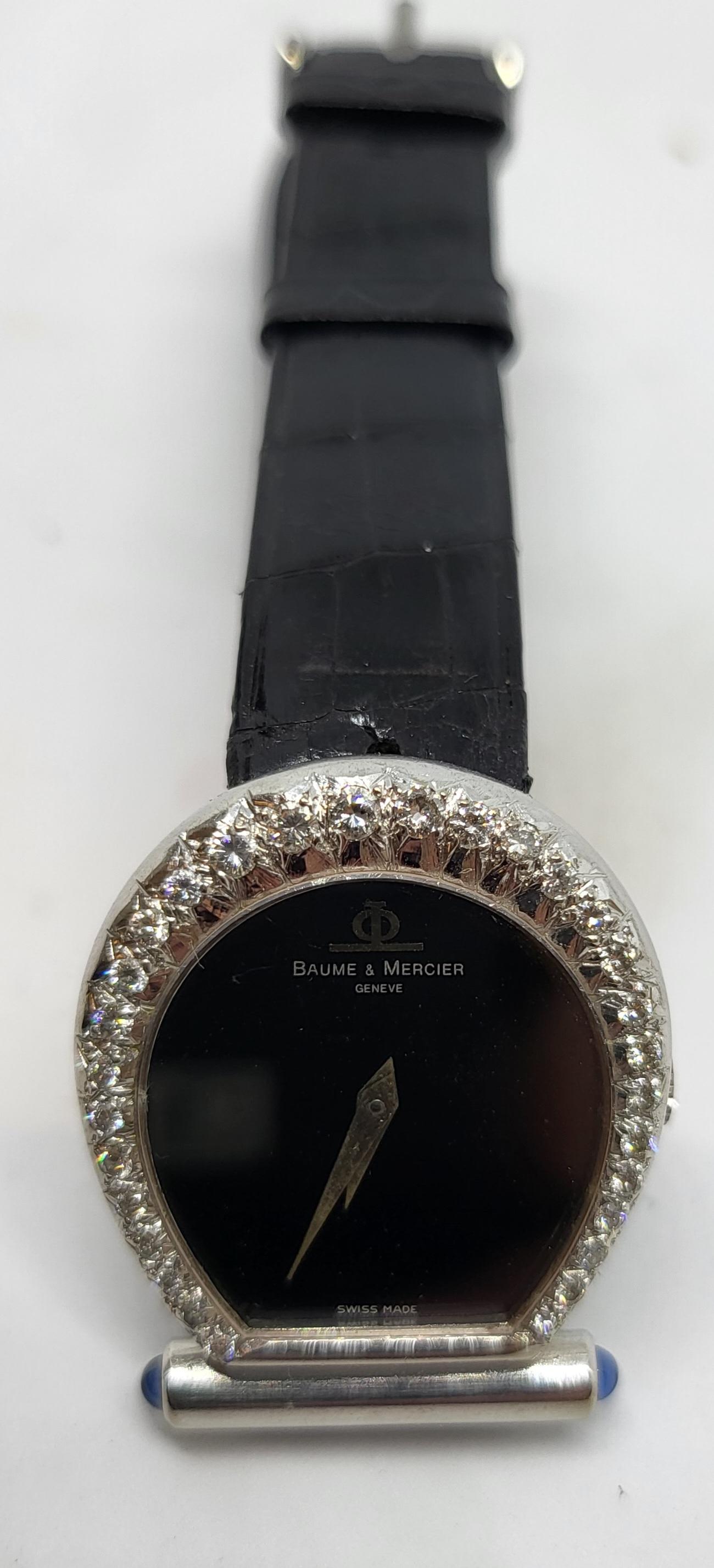 Baume & Mercier Horsebit 18 k White Gold Watch & Diamonds 12