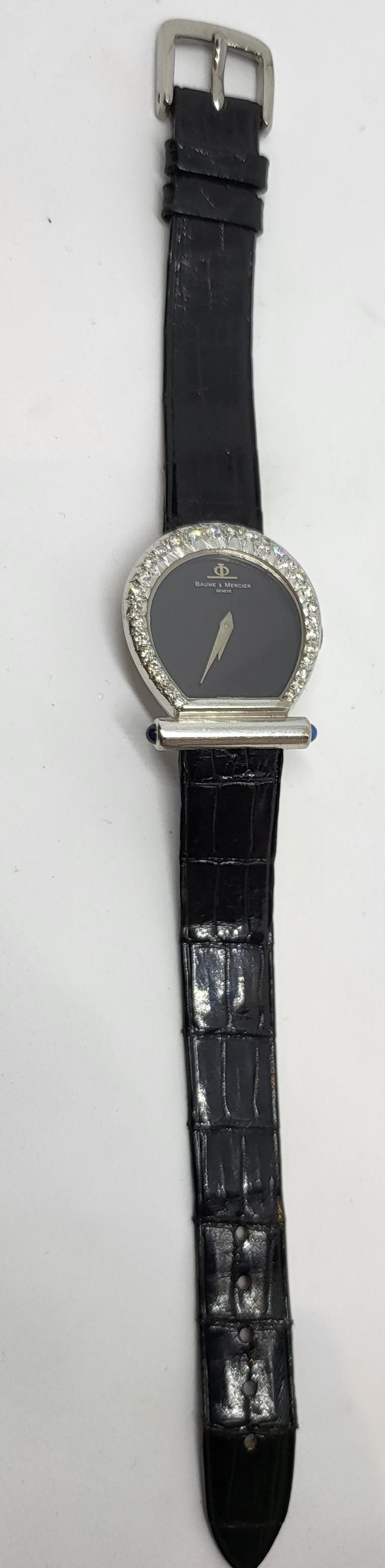 Baume & Mercier Horsebit 18 k White Gold Watch & Diamonds For Sale 14