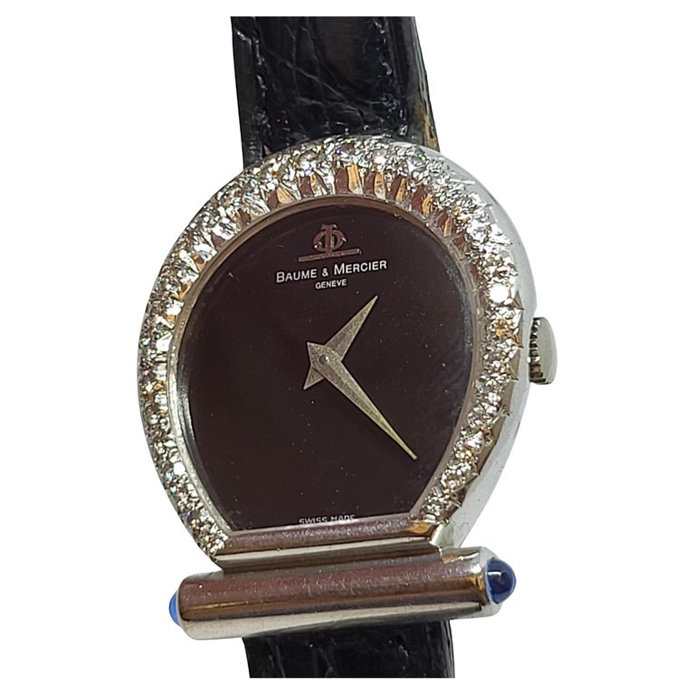 Baume & Mercier Horsebit 18 k White Gold Watch & Diamonds For Sale