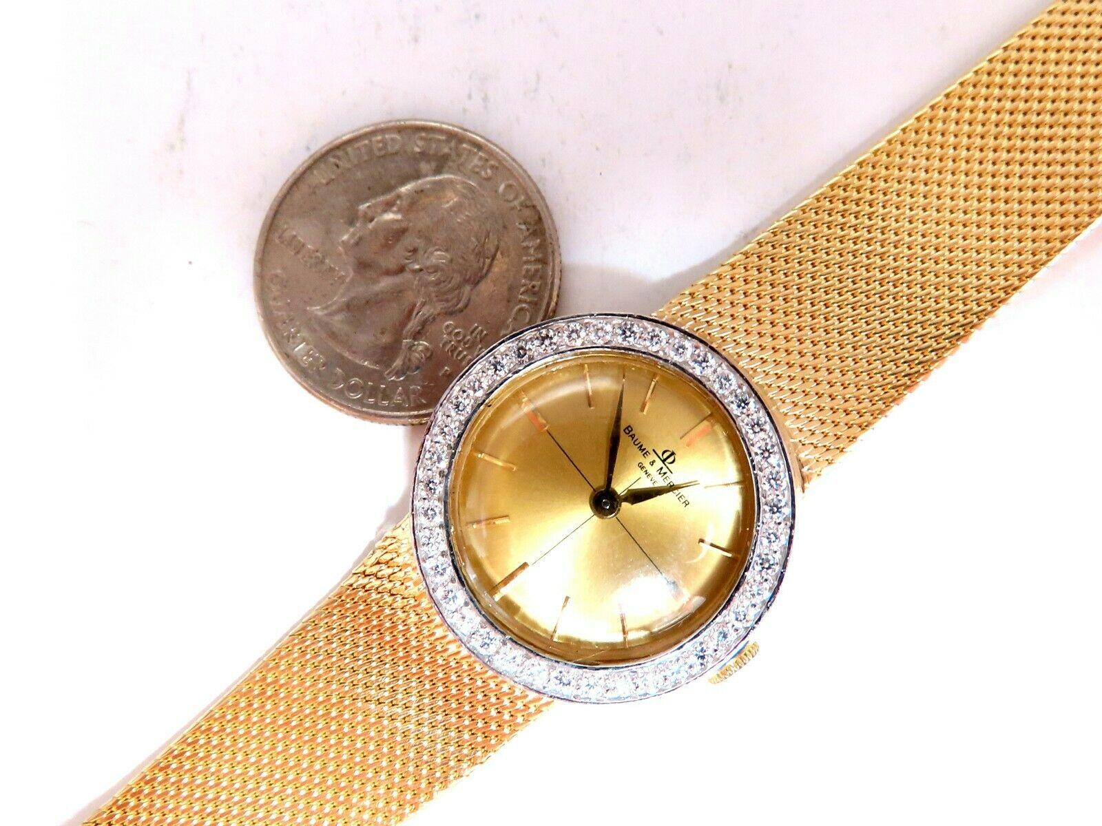 Baume Mercier Ladies 1.10 Carat Diamonds Watch 14 Karat In Excellent Condition In New York, NY