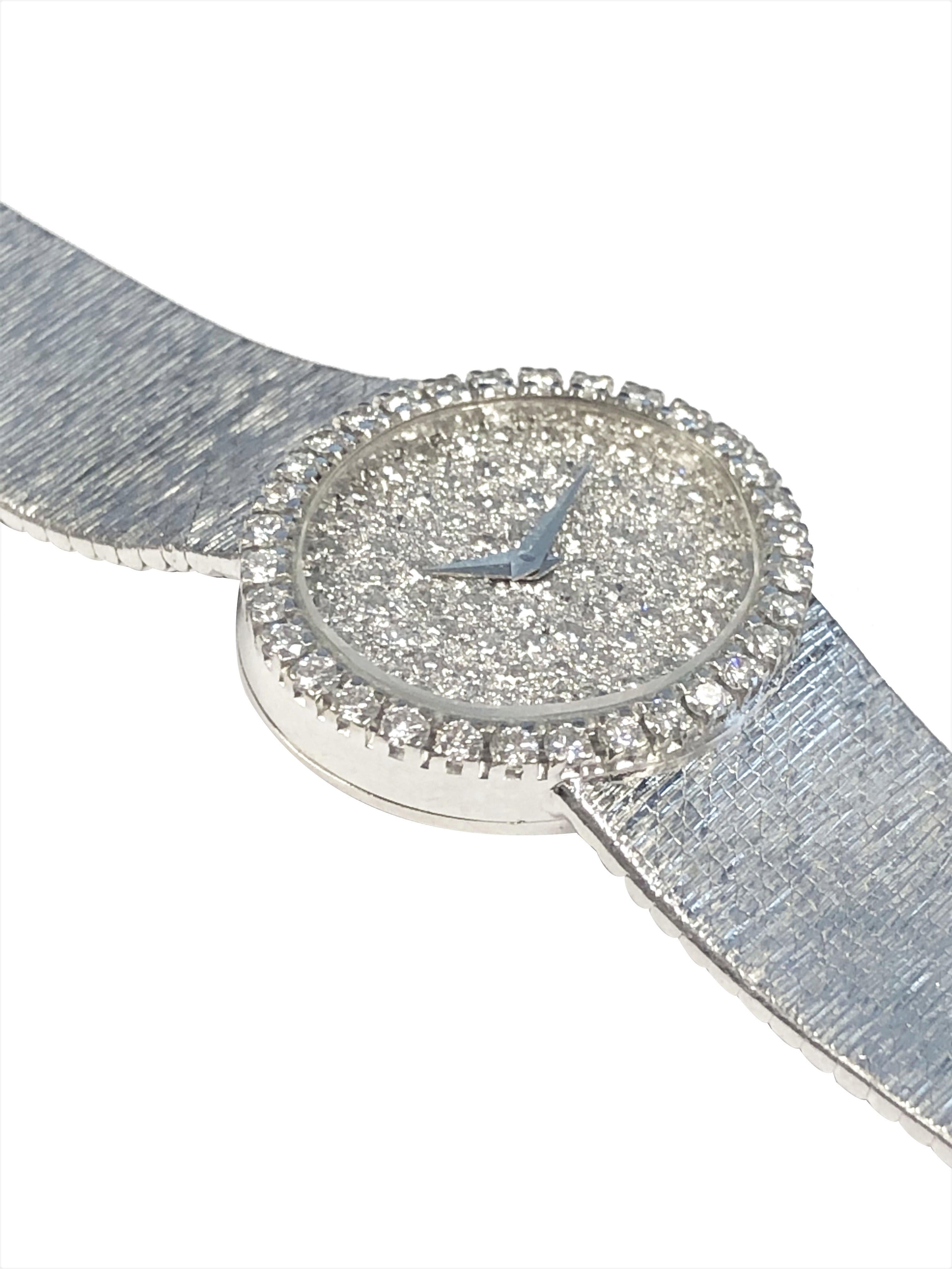 Round Cut Baume & Mercier Ladies White Gold and Diamond Wrist Watch