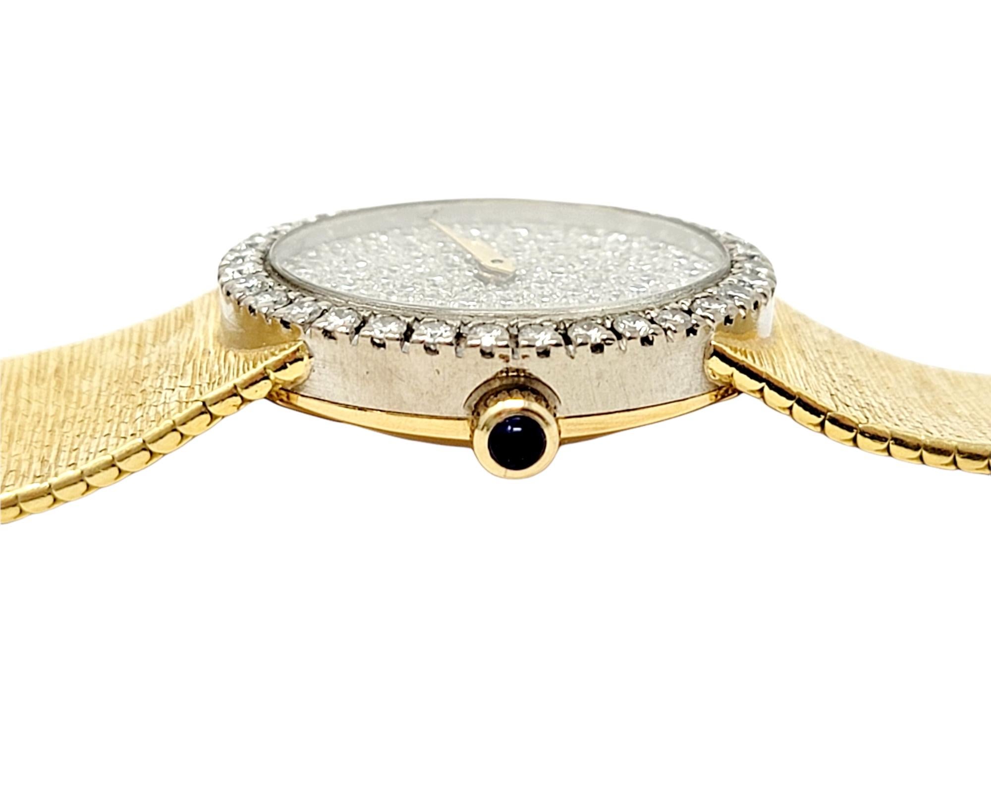 Baume & Mercier Ladies Wristwatch with Diamond Dial and Bezel in 18 Karat Gold In Good Condition In Scottsdale, AZ