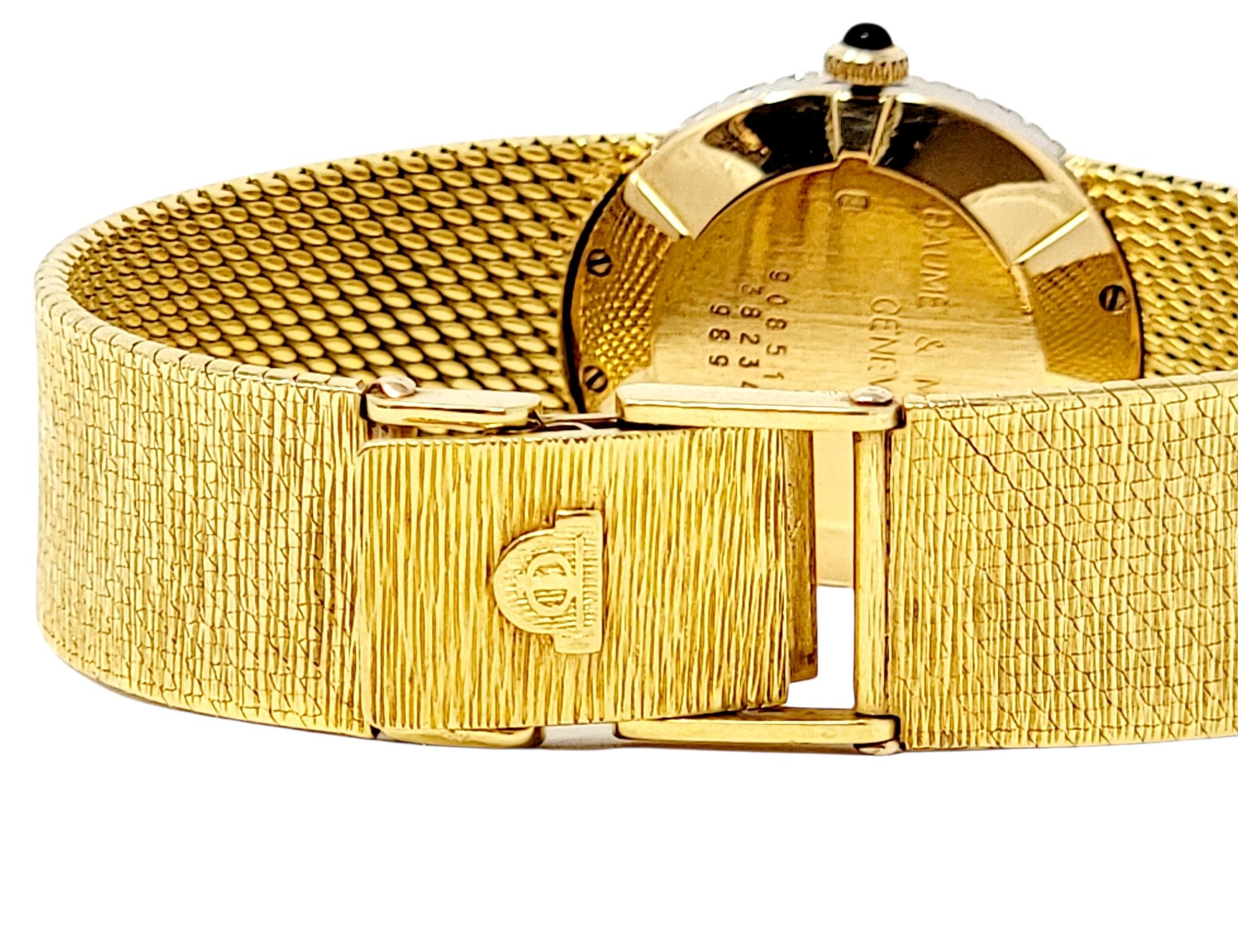 Women's Baume & Mercier Ladies Wristwatch with Diamond Dial and Bezel in 18 Karat Gold