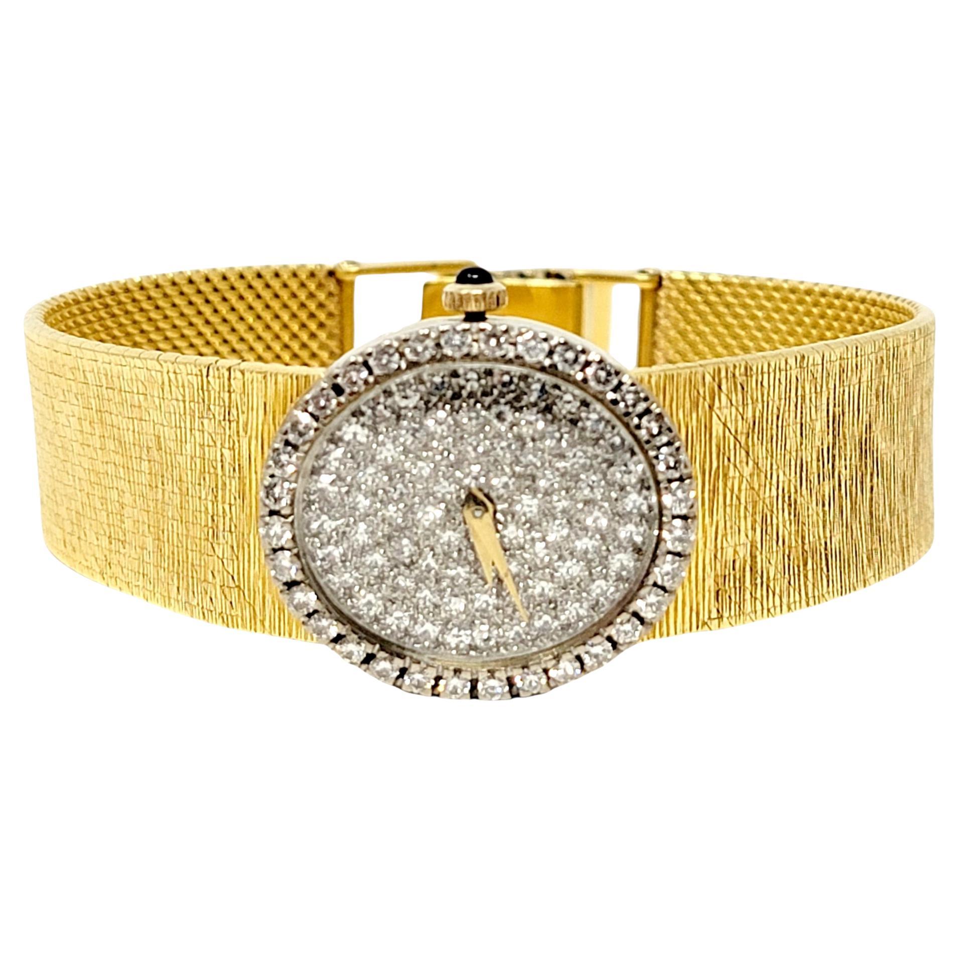 Baume & Mercier Ladies Wristwatch with Diamond Dial and Bezel in 18 Karat Gold