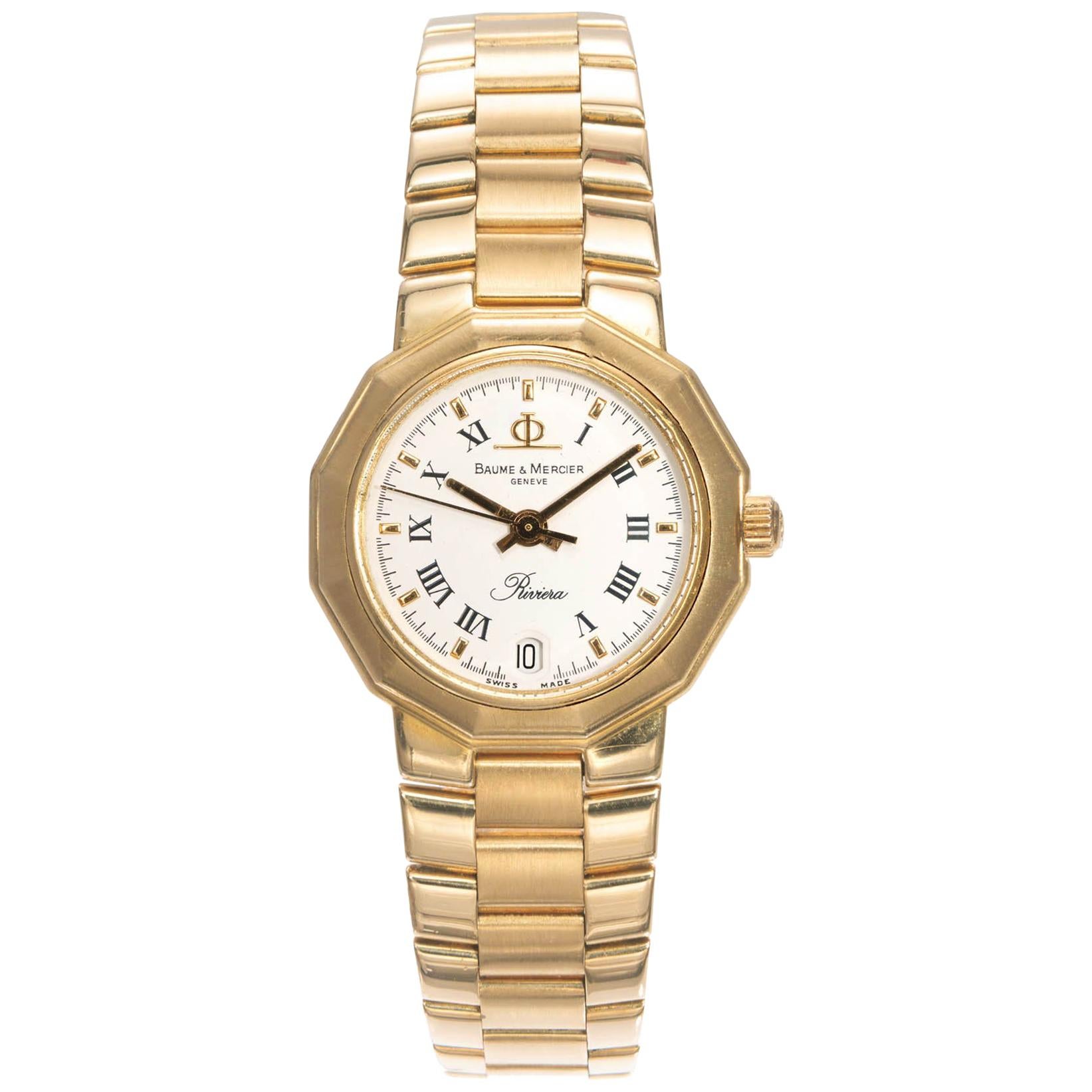 Baume & Mercier Ladies Yellow Gold Riviera Quartz Wristwatch