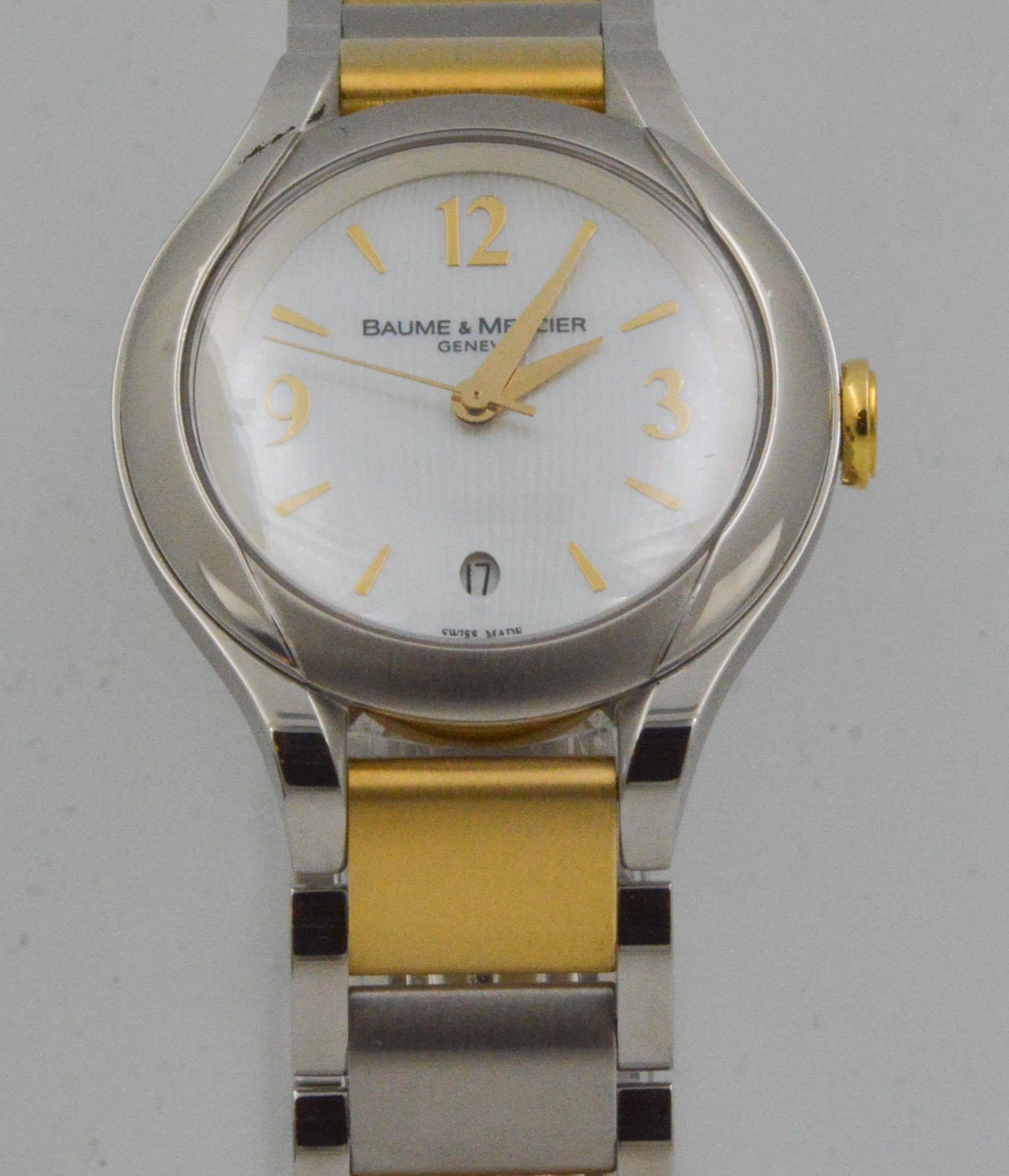 Modern Baume & Mercier Ladies Yellow Gold Stainless Steel Linea Wristwatch