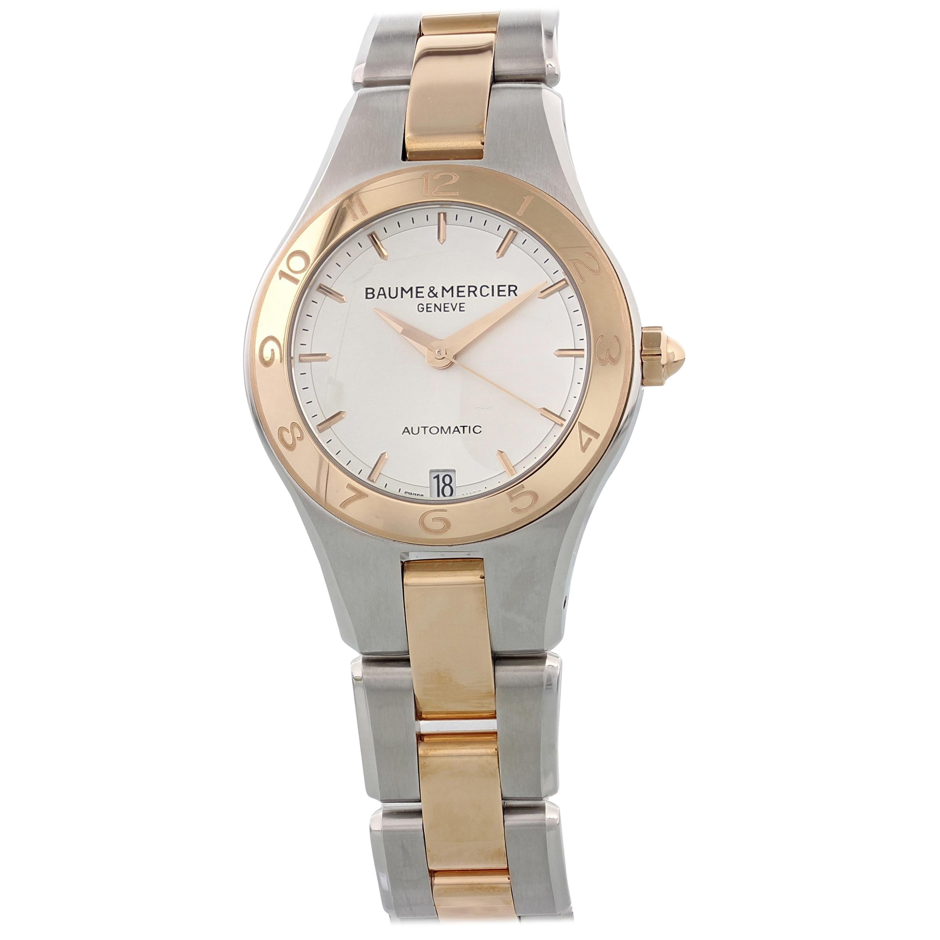 Baume 
Mercier Linea 18 Karat Gold and Steel MOA10073 Automatic Ladies Watch