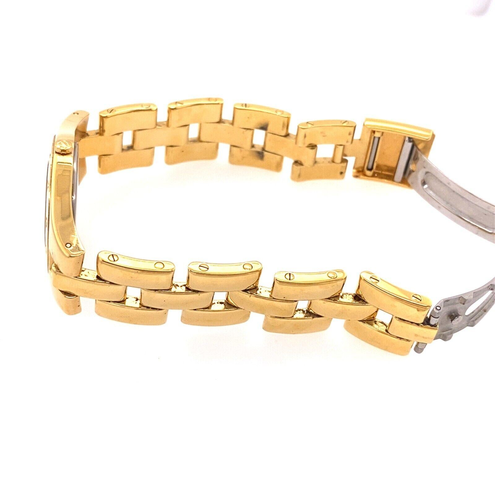 Baume and Mercier watch Linéa model in gold plated metal, Quartz movement, golden satin background, gold-plated metal hinged link. Tank closed by gold-plated partially gold plated folding clasp.

Additional Information: 
Case Size: 30mm
Model:
