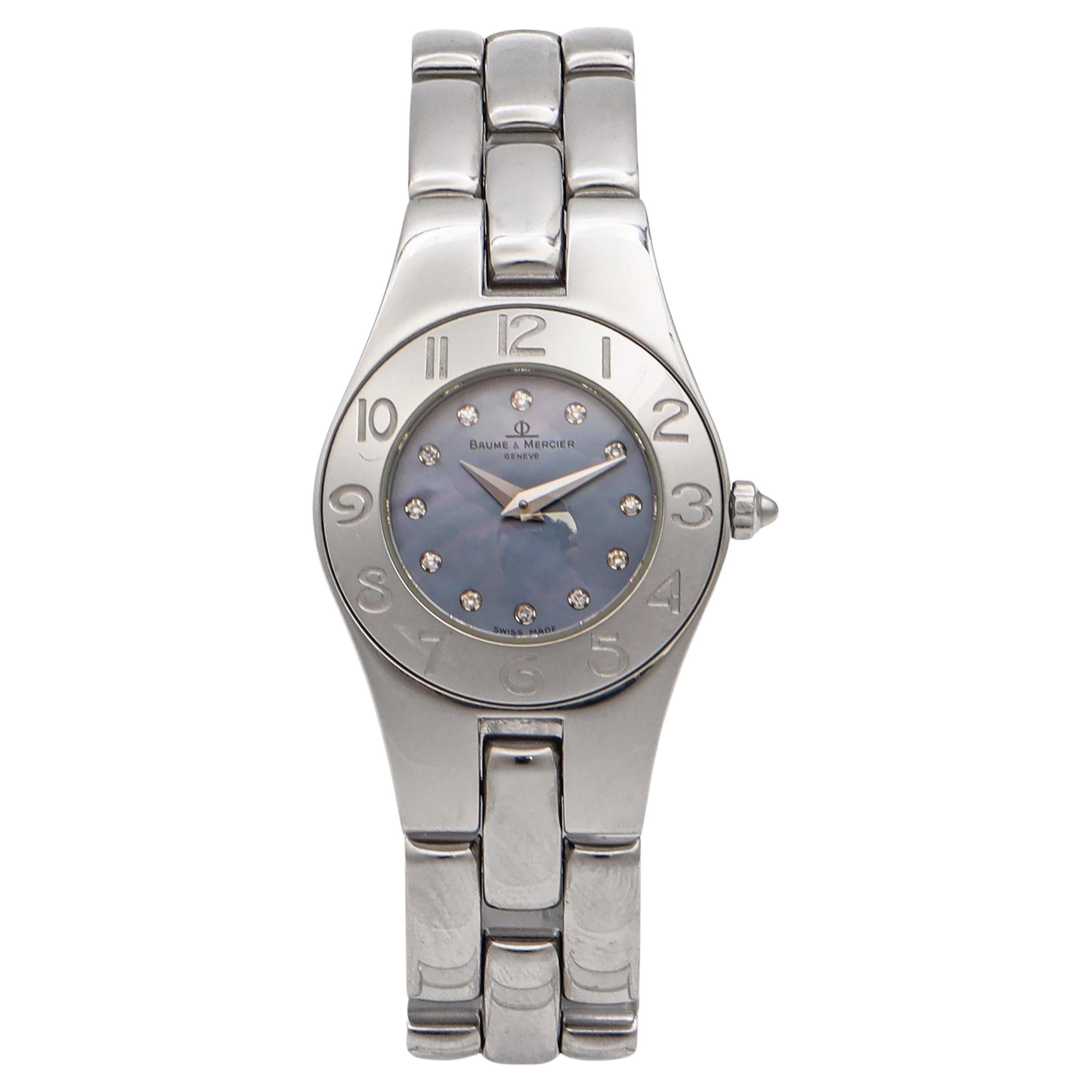 Baume 
Mercier Linea Edelstahl Diamant MOP Quarz Damenuhr 65305
