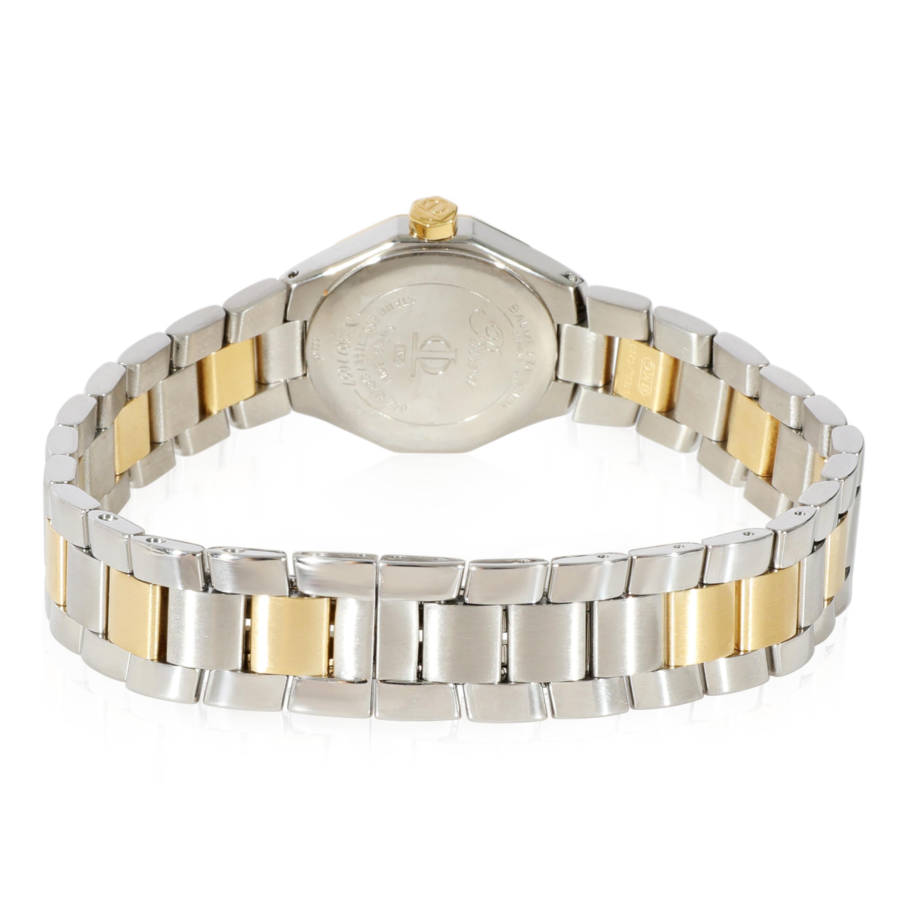 Baume & Mercier Mini Riviera MOA08524 Damenuhr aus 18kt Edelstahl/Yell
 
 SKU: 125520
 
 PRIMÄRE DETAILS
 Marke: Baume & Mercier
 Modell: Mini Riviera
 Herkunftsland: Schweiz
 Uhrwerk Typ: Quarz: Batterie
 Herstellungsjahr: 2006
 Jahr der