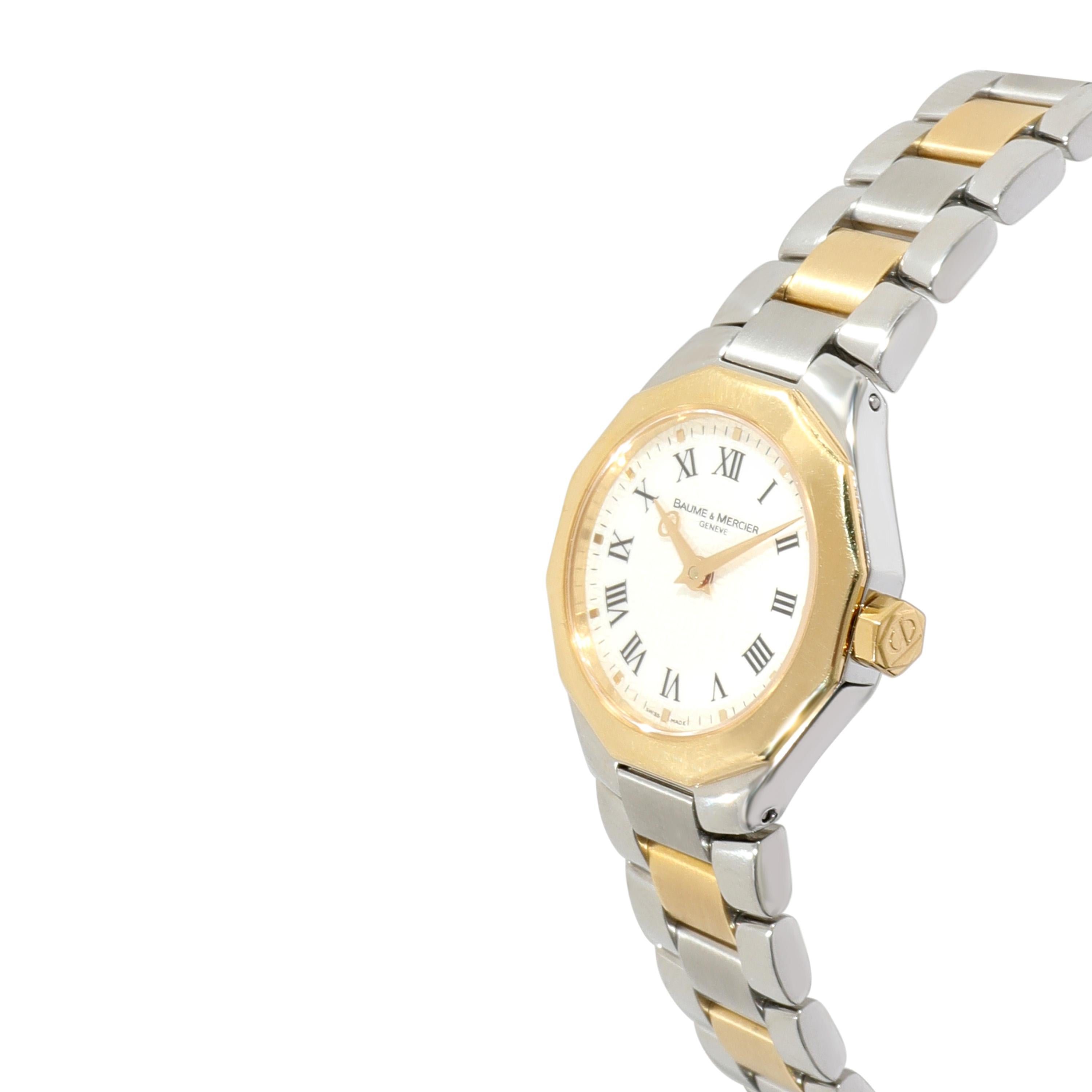Baume & Mercier Mini Riviera MOA08524 Damenuhr aus 18kt Edelstahl/Yell im Zustand „Hervorragend“ in New York, NY