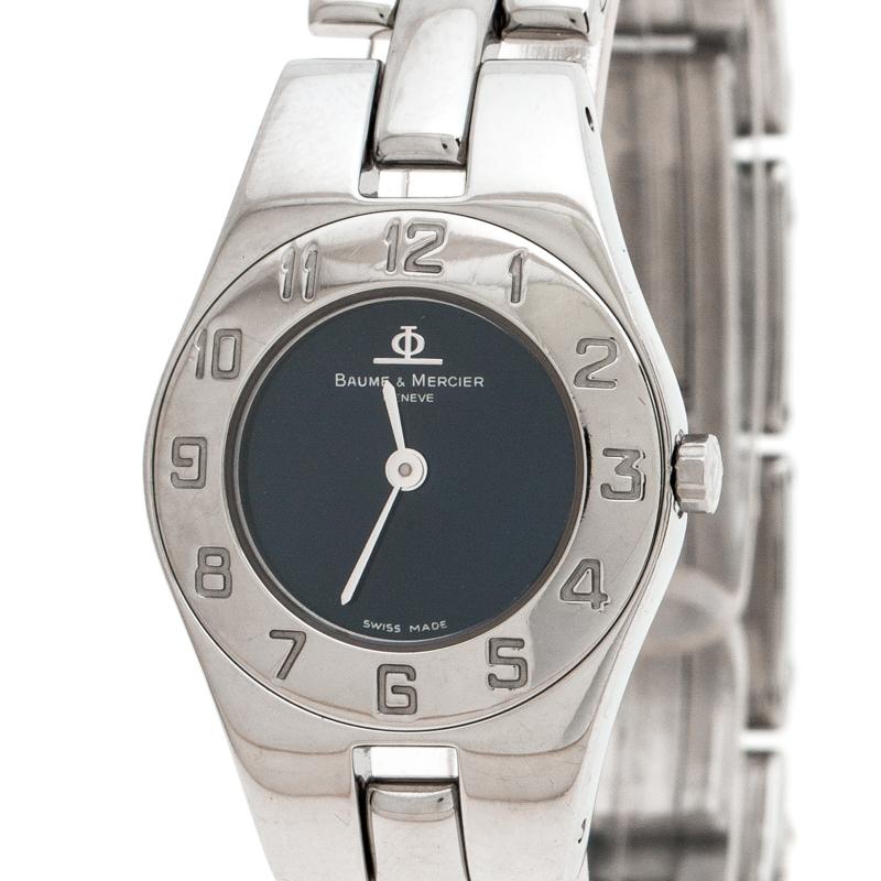Contemporary Baume & Mercier Navy Stainless Steel Linea MV045162 Women's Wristwatch 22MM
