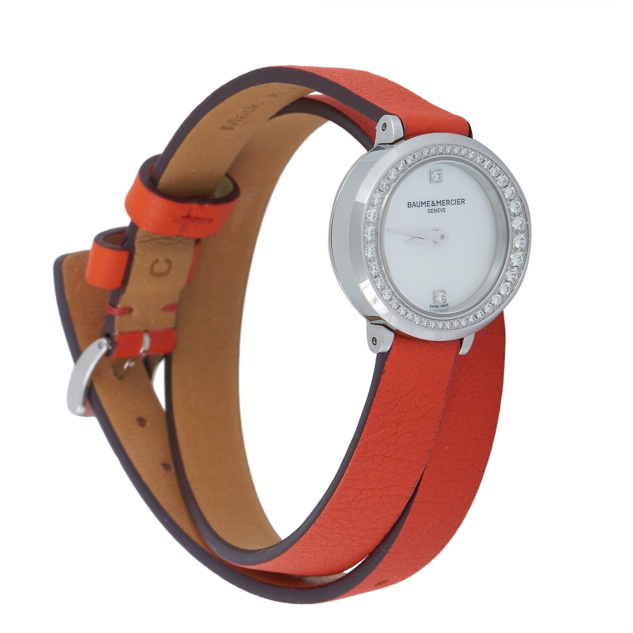 baume & mercier petite promesse orange strap watch - 10290