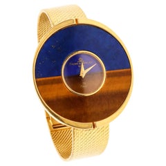 Baume & Mercier Piaget 1970 Vintage Modern Bracelet Wristwatch in 18Kt with Lapis