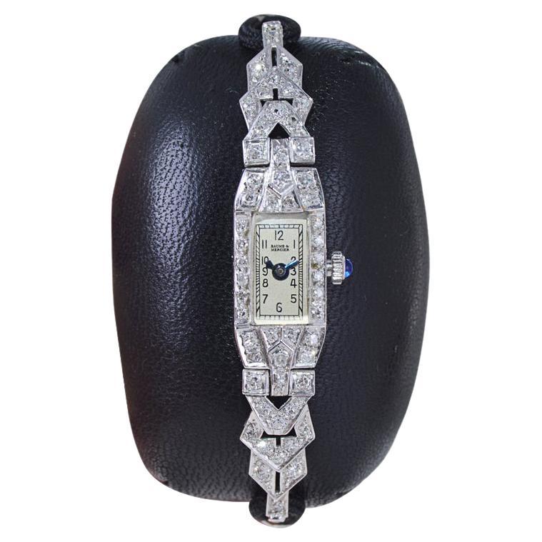 Orologio Art Deco da donna in platino di Baume & Mercier, circa anni '40
