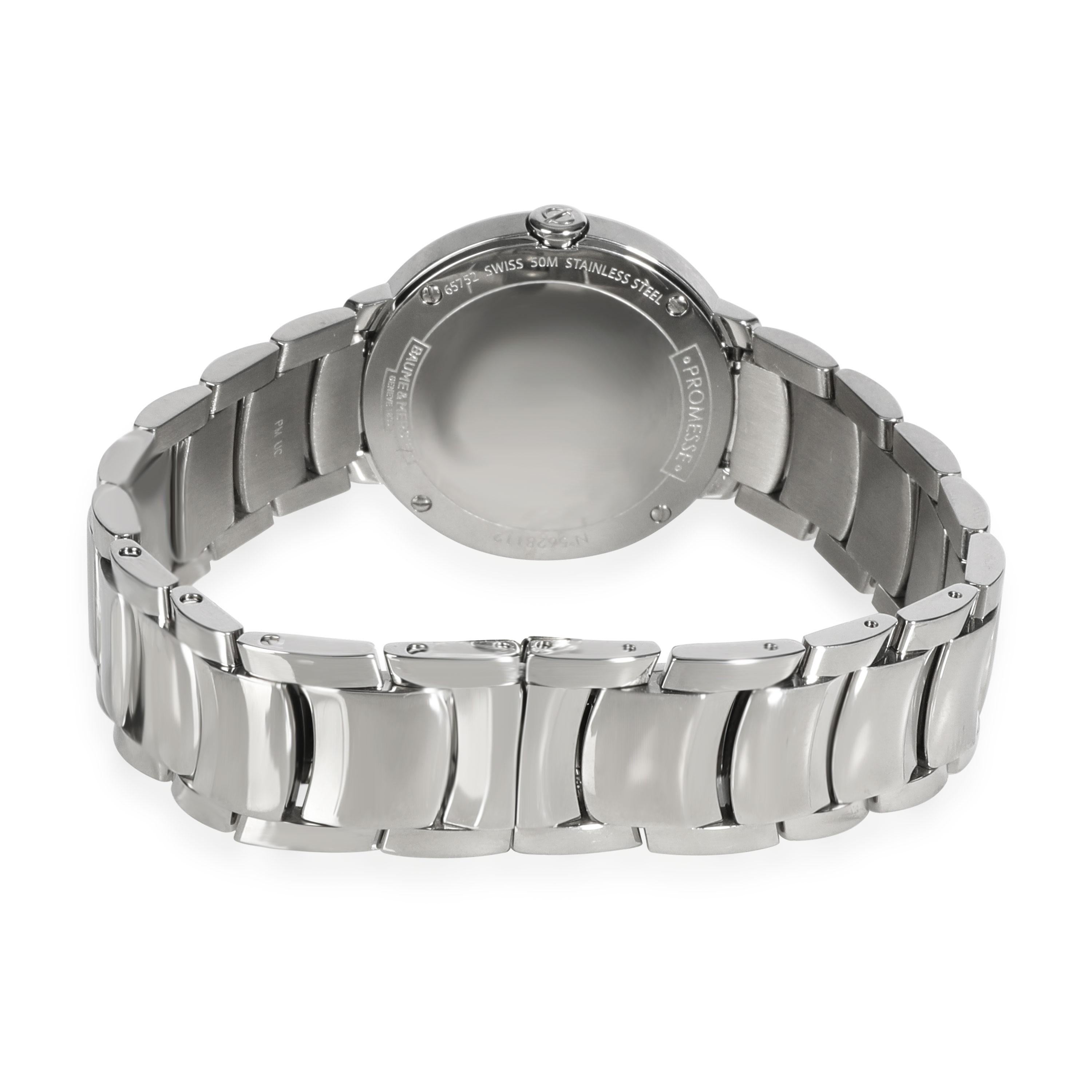 Baume & Mercier Promesse MOA10157 Women's Watch in Stainless Steel

SKU: 109577

PRIMARY DETAILS
Brand:  Baume & Mercier
Model: Promesse
Country of Origin: Switzerland
Movement Type: Quartz: Battery
Year Manufactured: 
Year of Manufacture: